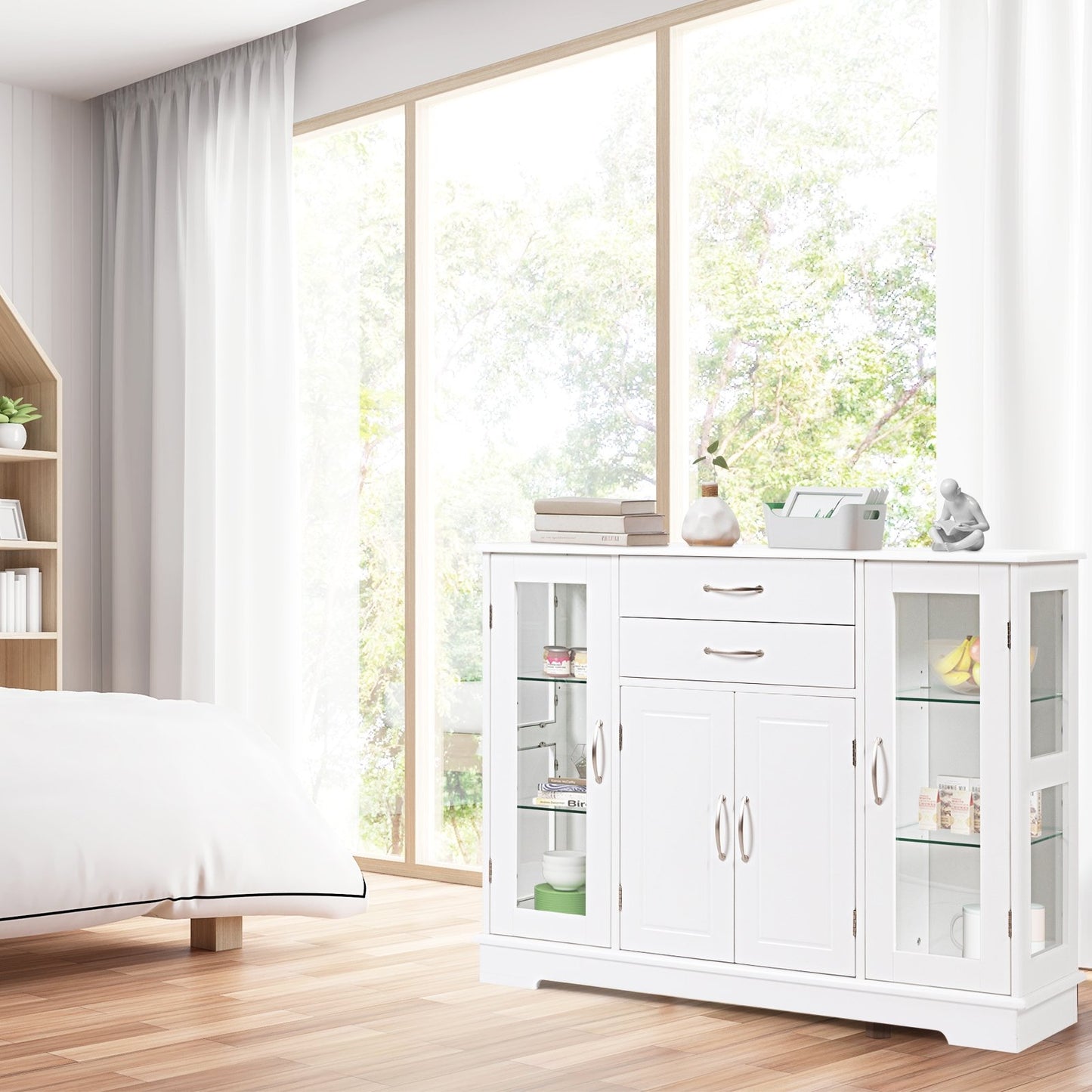 Buffet Server Storage Cabinet-Gray