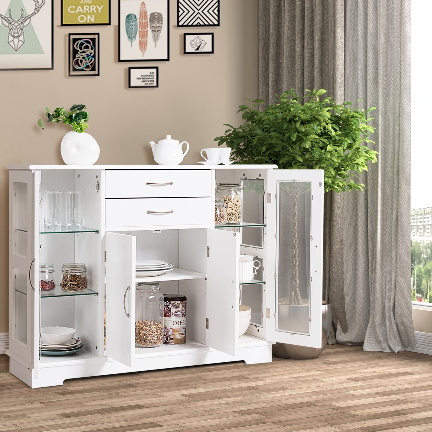 Buffet Server Storage Cabinet-Gray