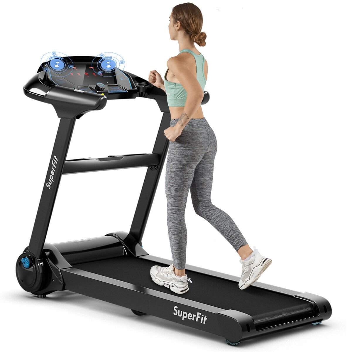 2.25HP Folding Treadmill Running Jogging Machine with APP heart rate bluetooth