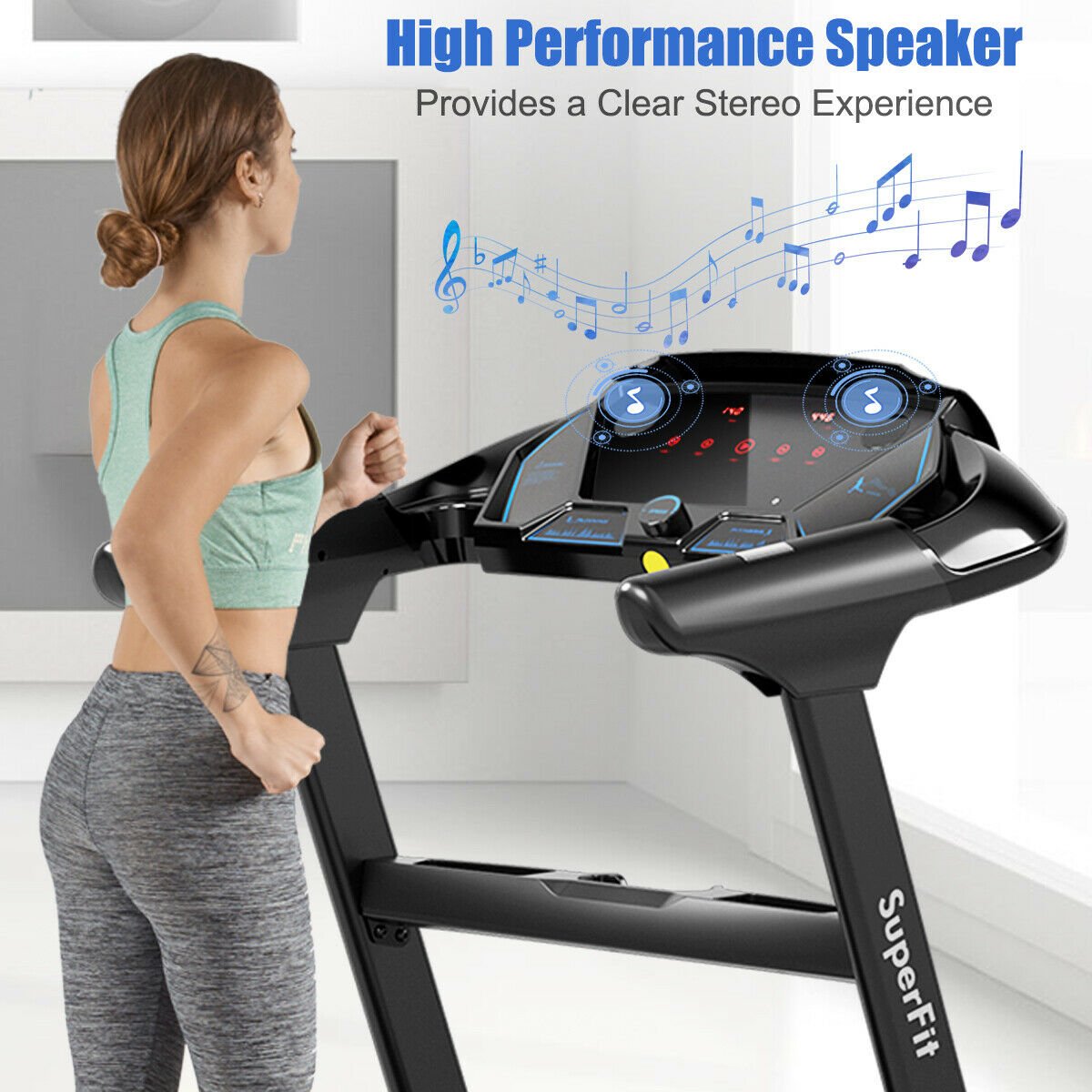 2.25HP Folding Treadmill Running Jogging Machine with APP heart rate bluetooth