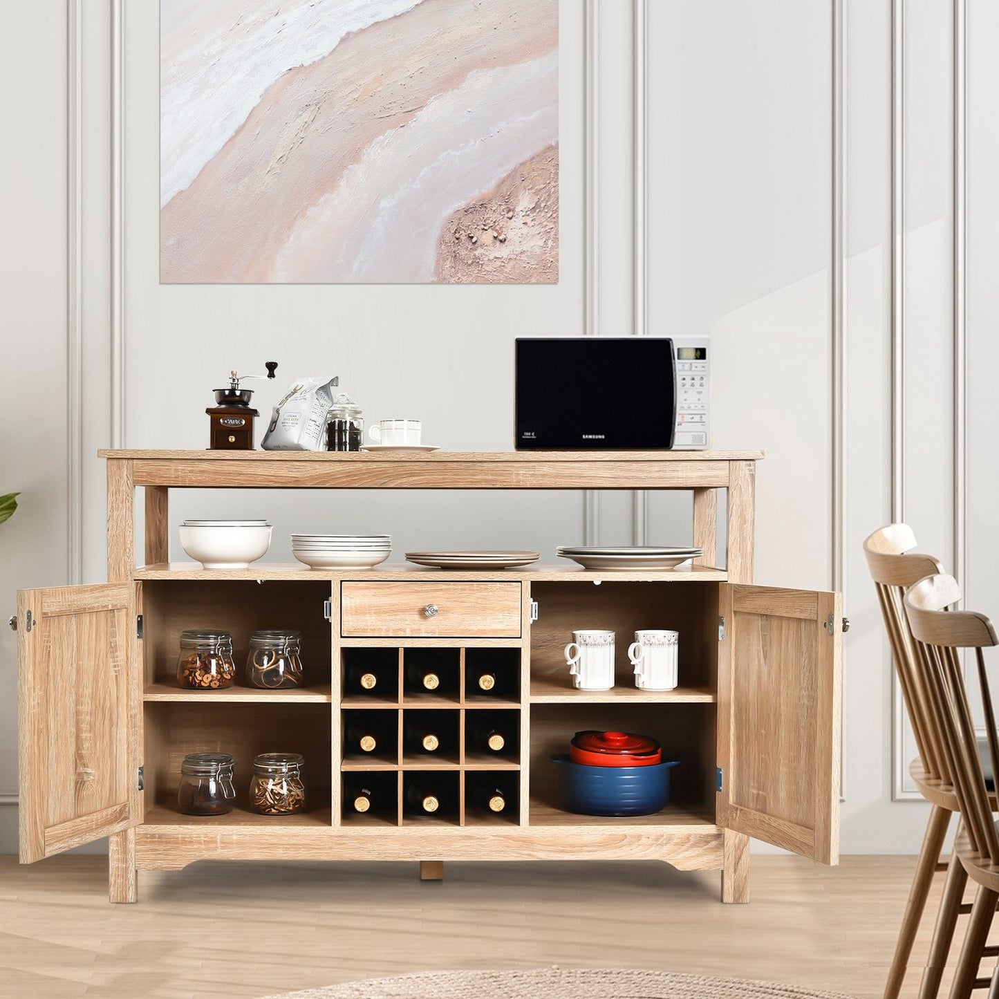 Buffet Server Sideboard Wine Cabinet Console-Gray