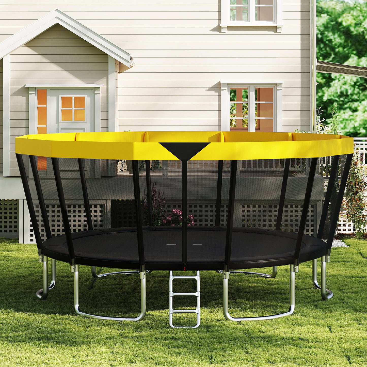 16 FT Outdoor Trampoline ASTM Compliant Recreational Trampoline with Non-Slip Ladder-Yellow