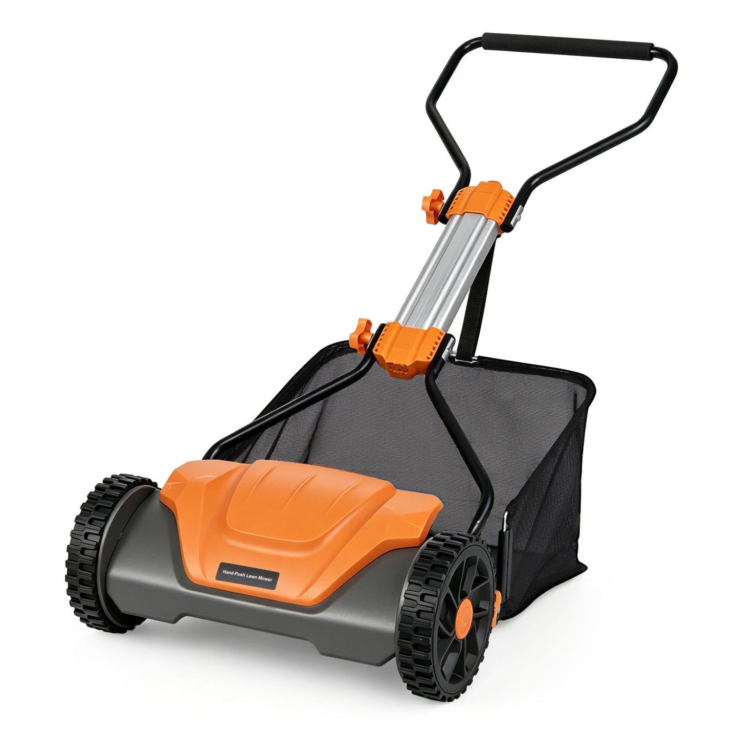 16 Inch Adjustable Cutting Heights 5-Blade Push Reel Lawn Mower with 8 Gal Removable Grass Catcher Bag-Green