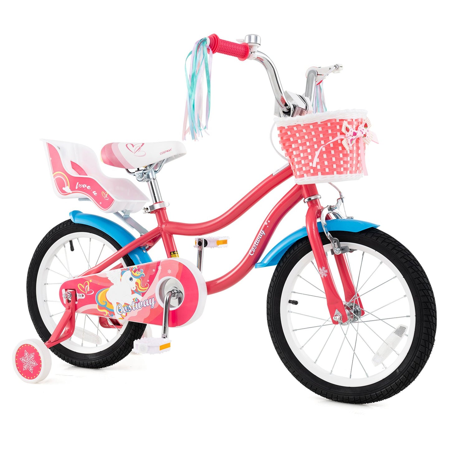 14 Inch Girls Bike for 3-5 Years Old Kids Bike with Doll Seat and Training Wheels-14 inches