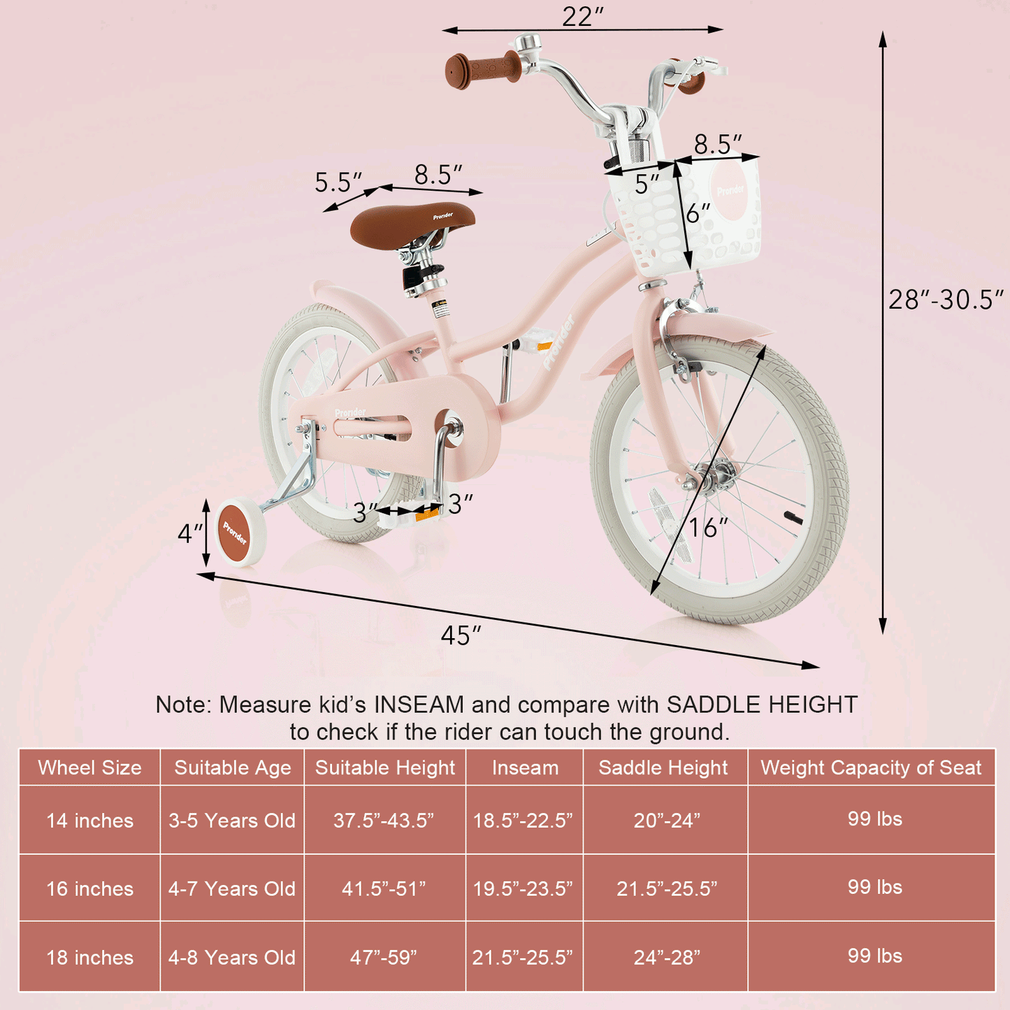 Children Bicycle with Front Handbrake and Rear Coaster Brake-Pink