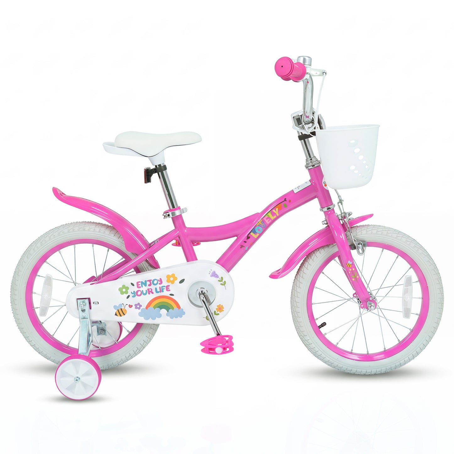 16 Inches Girls Bike for 4-7 Years Old with Basket - Spring Party Pink