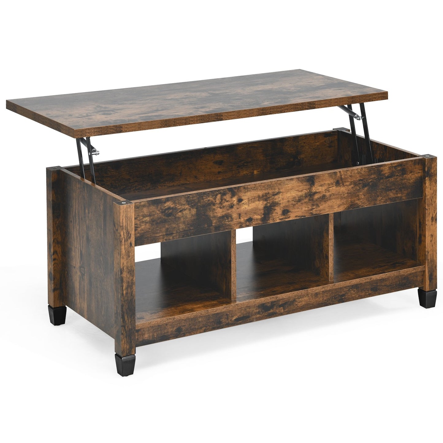 Lift Top Coffee Table with Hidden Storage Compartment-Black