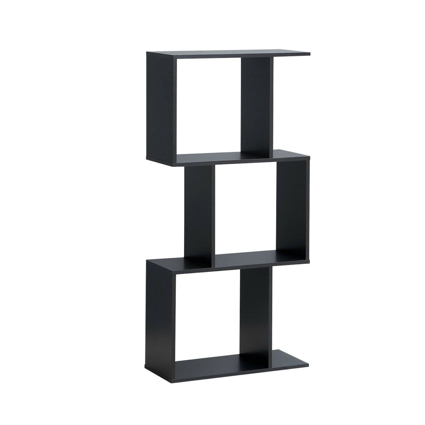 2/3/4 Tiers Wooden S-Shaped Bookcase for Living Room Bedroom Office-4-Tier