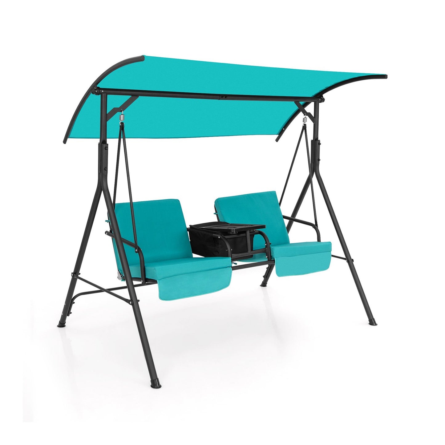 Porch Swing Chair with Adjustable Canopy-Beige