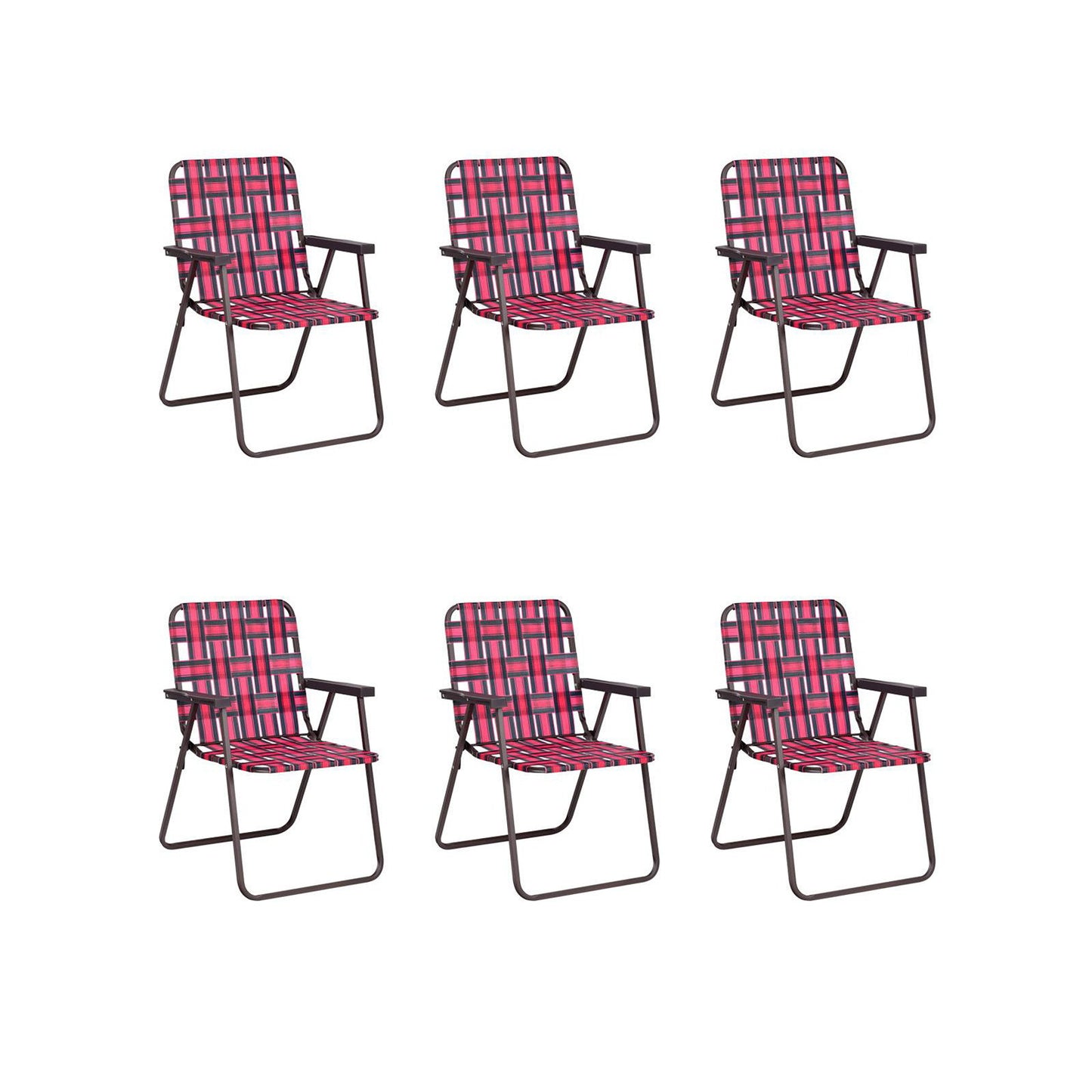 6 Pieces Folding Beach Chair Camping Lawn Webbing Chair-Blue