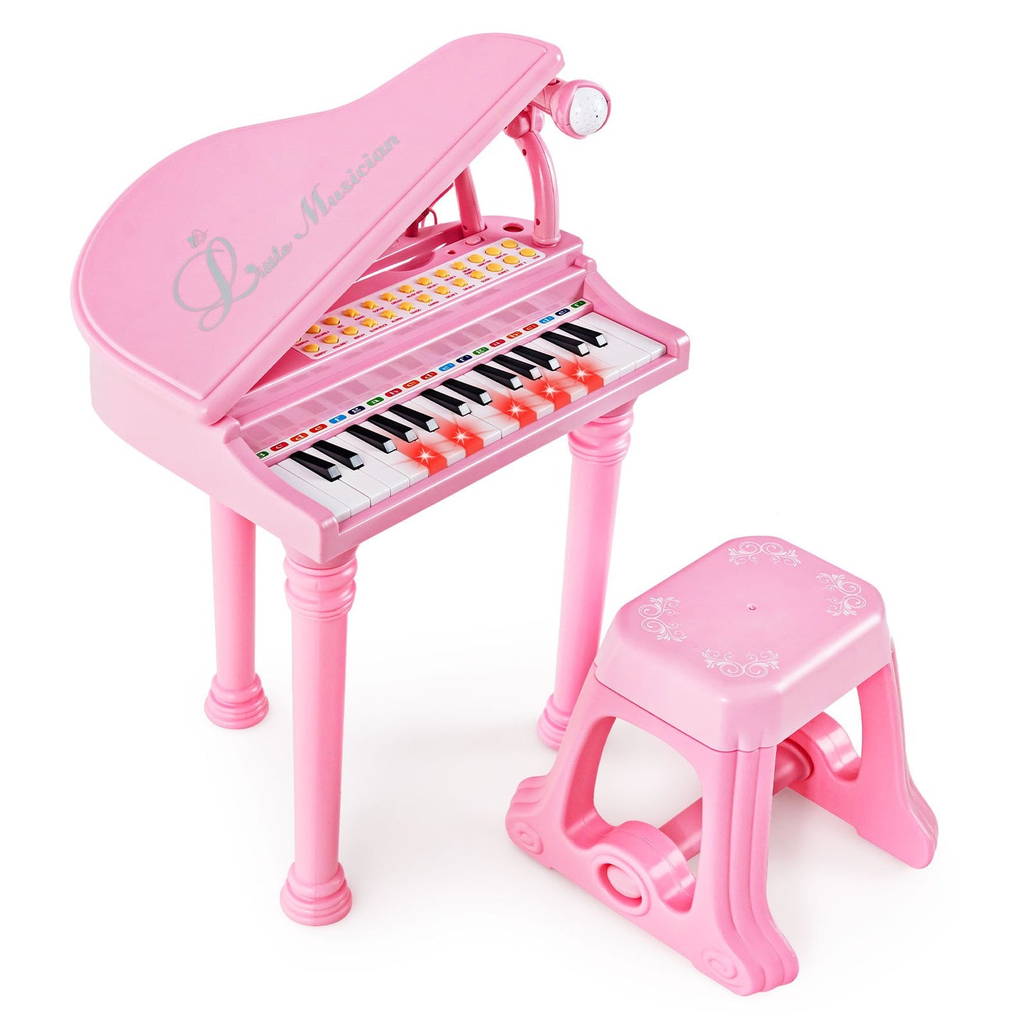 31 Keys Kids Piano Keyboard with Stool and Piano Lid-Black