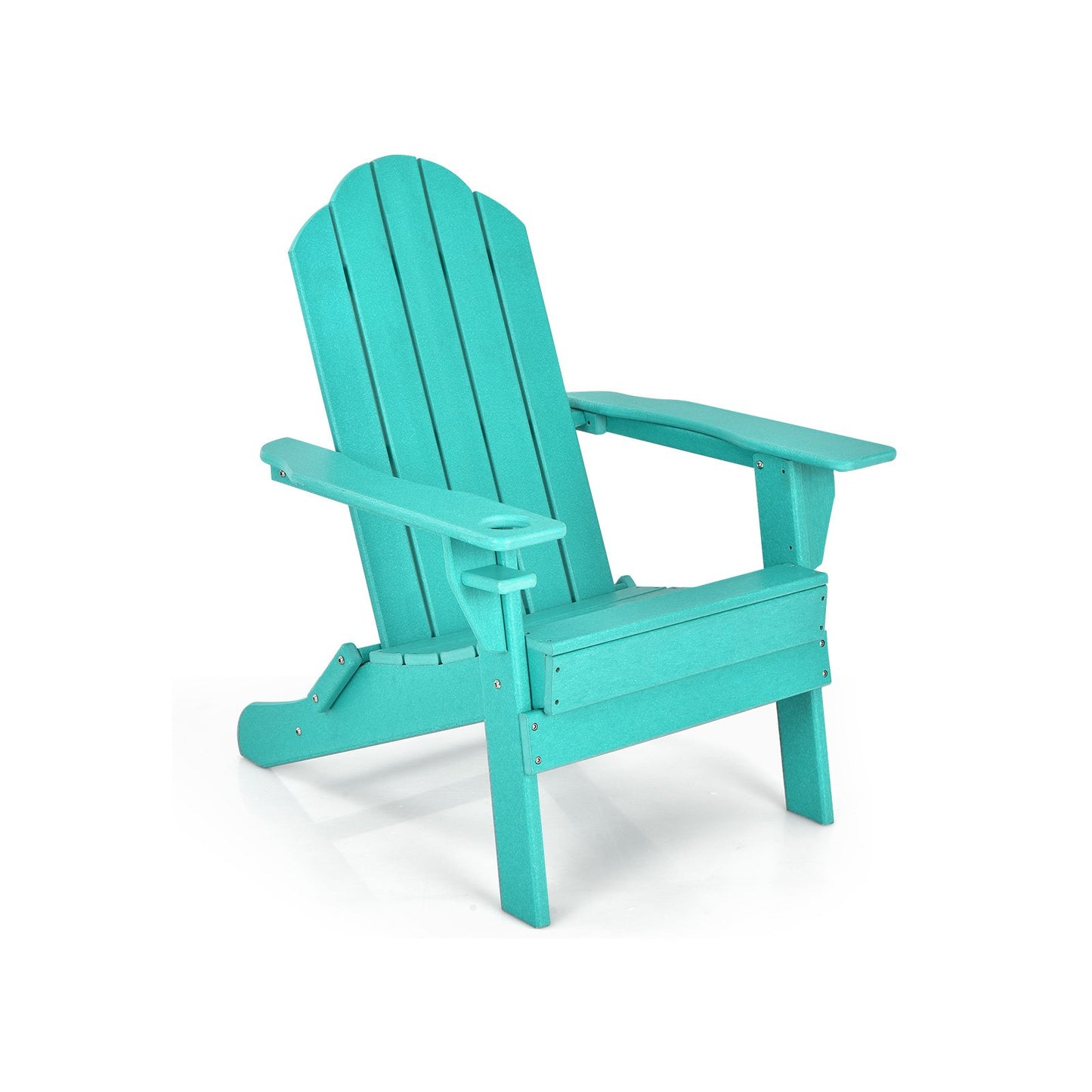 Foldable Weather Resistant Patio Chair with Built-in Cup Holder-Black