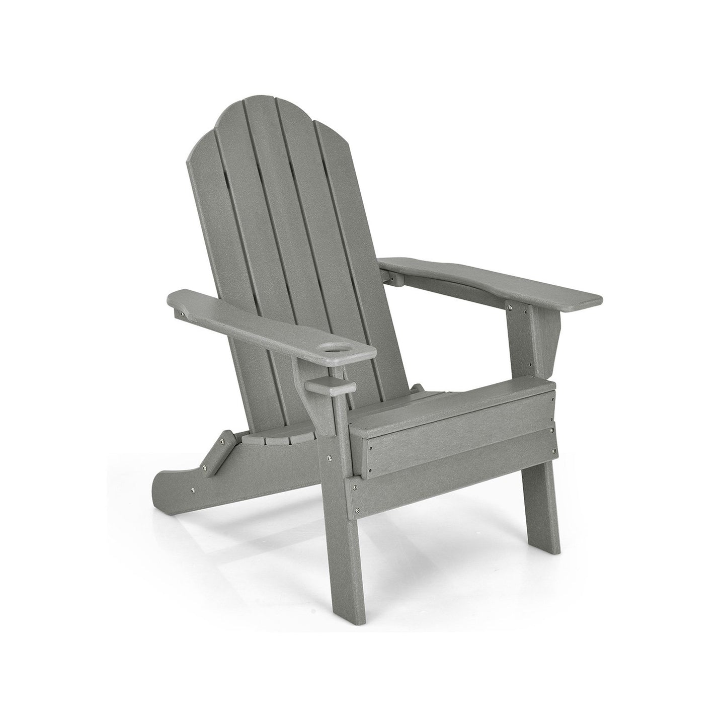 Foldable Weather Resistant Patio Chair with Built-in Cup Holder-Black