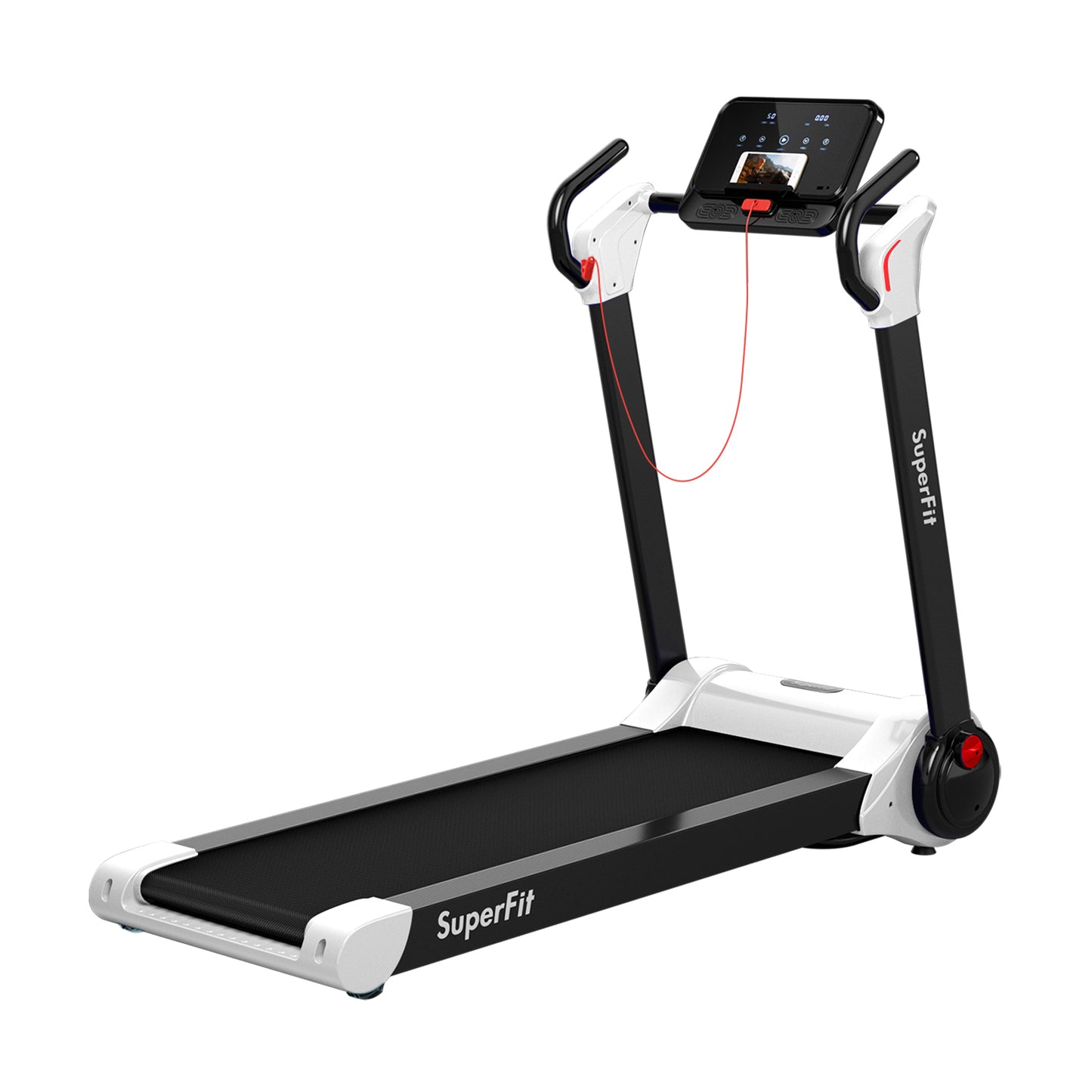 2.25 HP Electric Motorized Folding Running Treadmill Machine with LED Display and APP Control-White