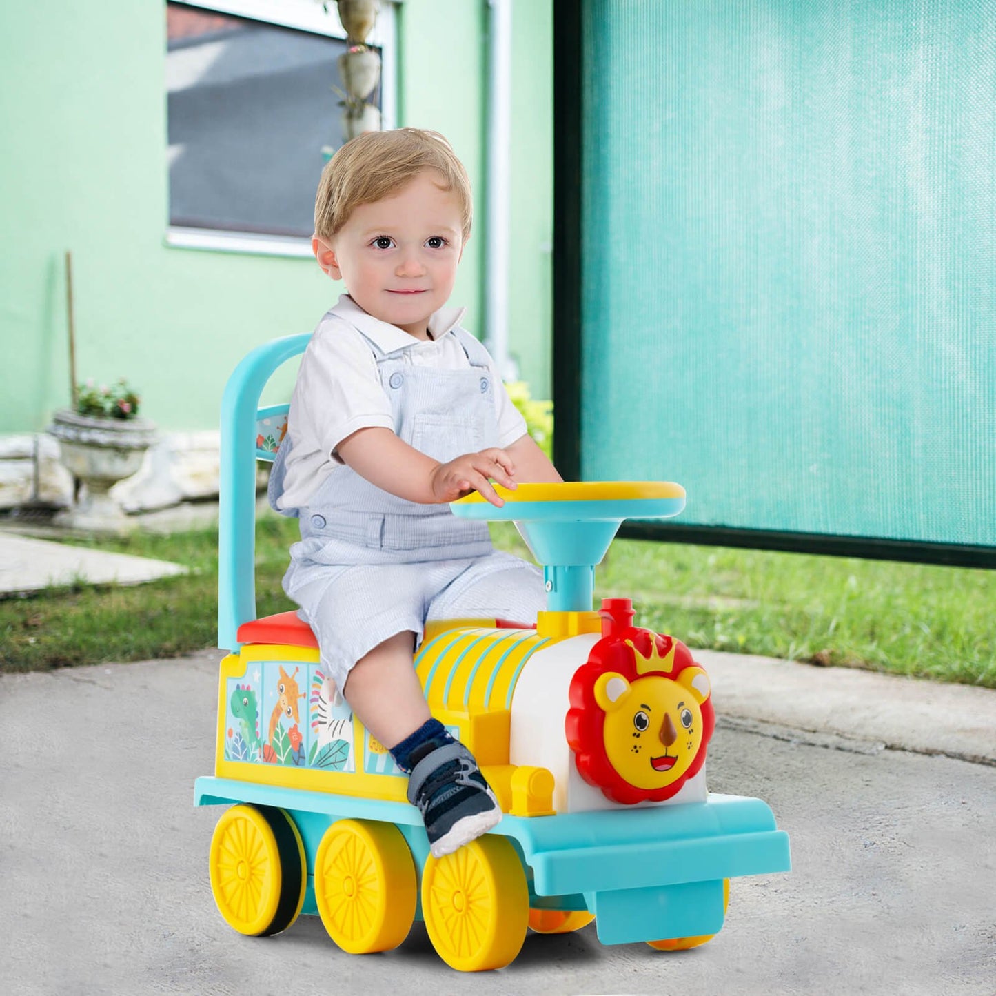 6V Electric Kids Ride On Car Toy Train with 16 Pieces Tracks-Black