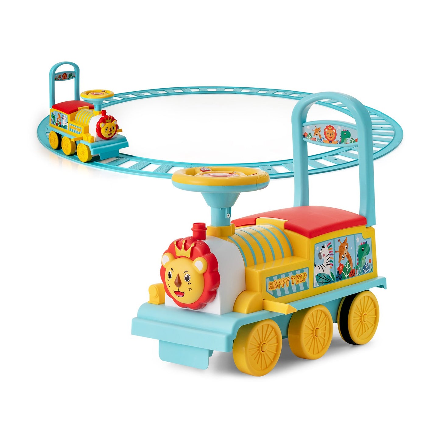6V Electric Kids Ride On Car Toy Train with 16 Pieces Tracks-Black