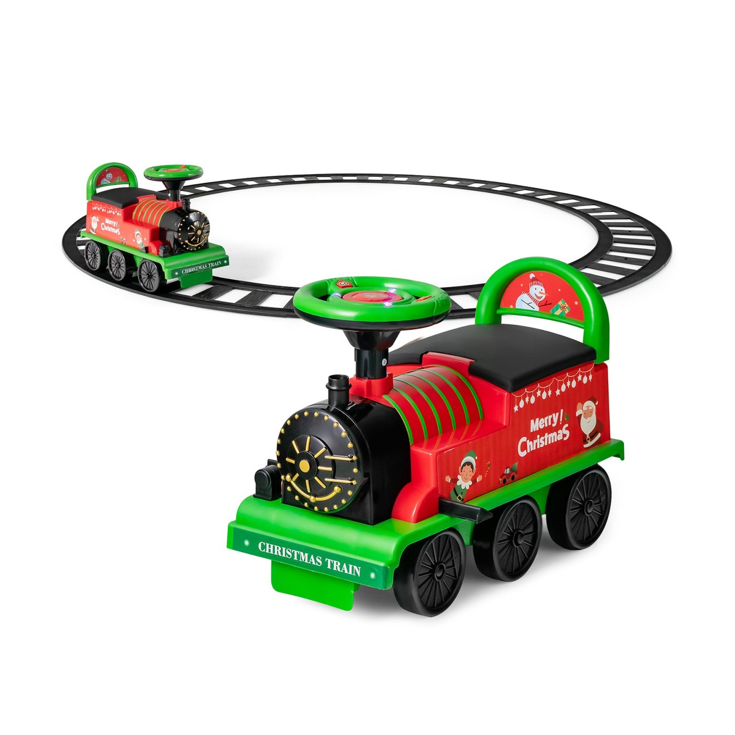 6V Electric Kids Ride On Car Toy Train with 16 Pieces Tracks-Black