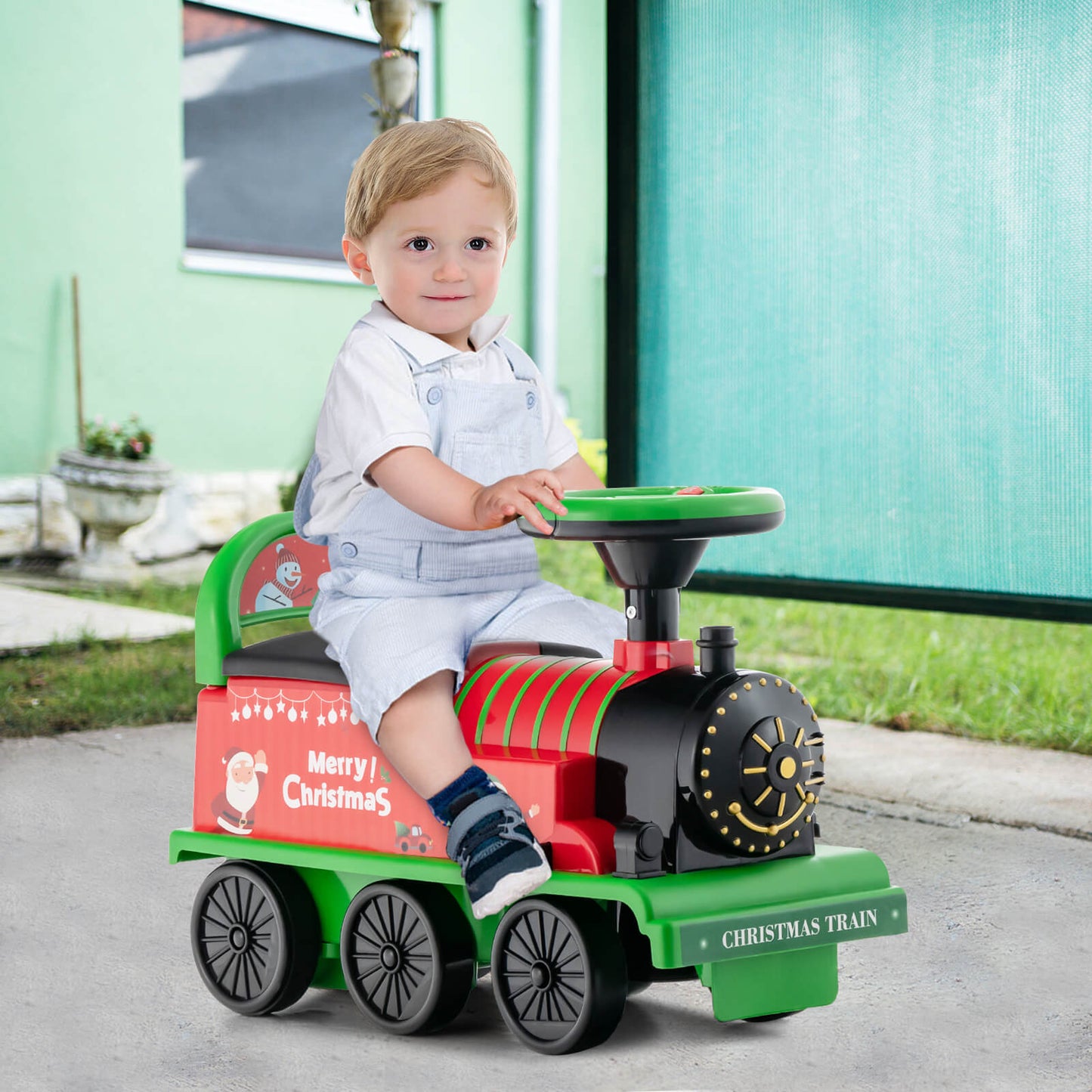 6V Electric Kids Ride On Car Toy Train with 16 Pieces Tracks-Black