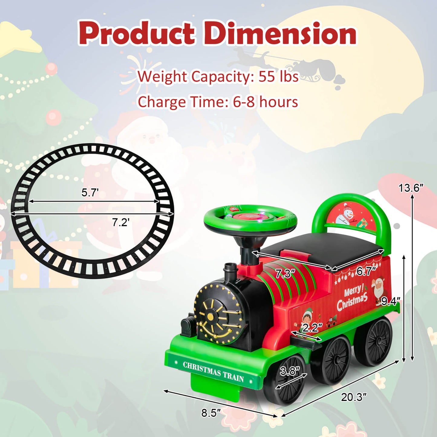 6V Electric Kids Ride On Car Toy Train with 16 Pieces Tracks-Black