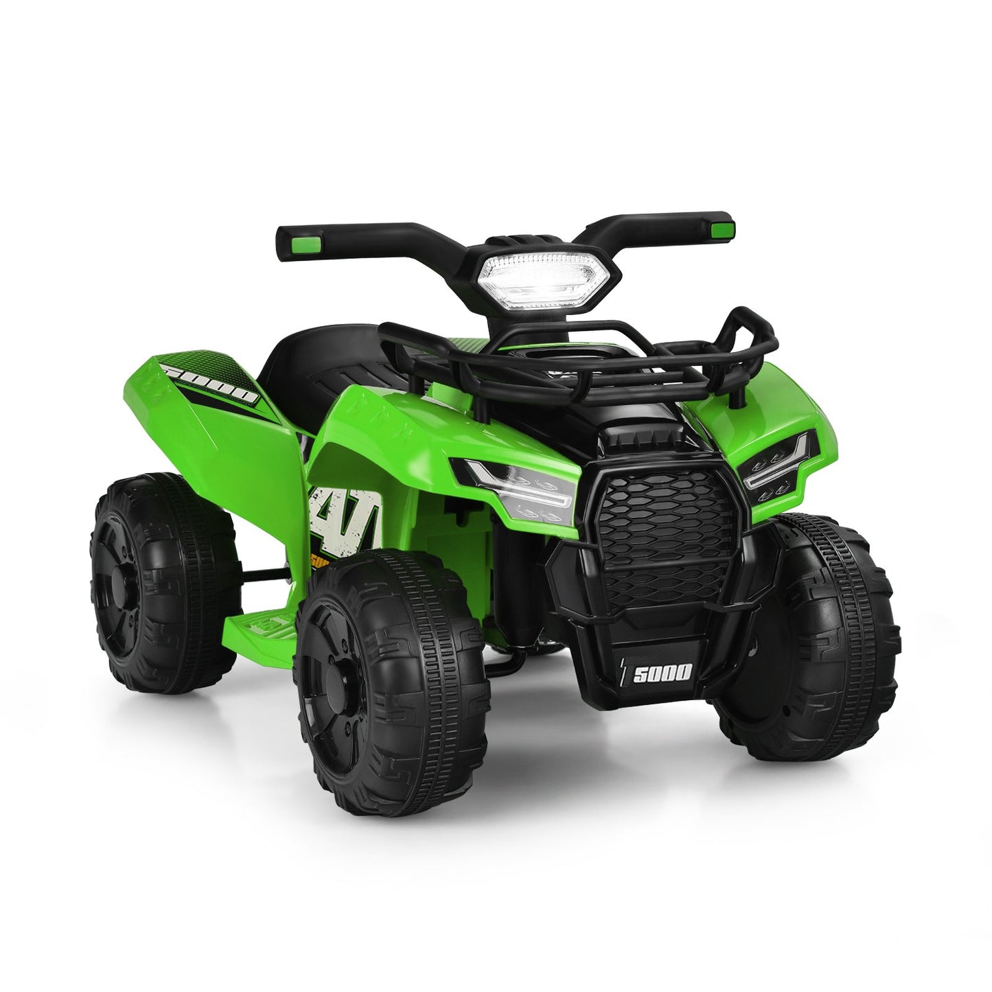 6V Kids ATV Quad Electric Ride On Car with LED Light and MP3-Solid Black