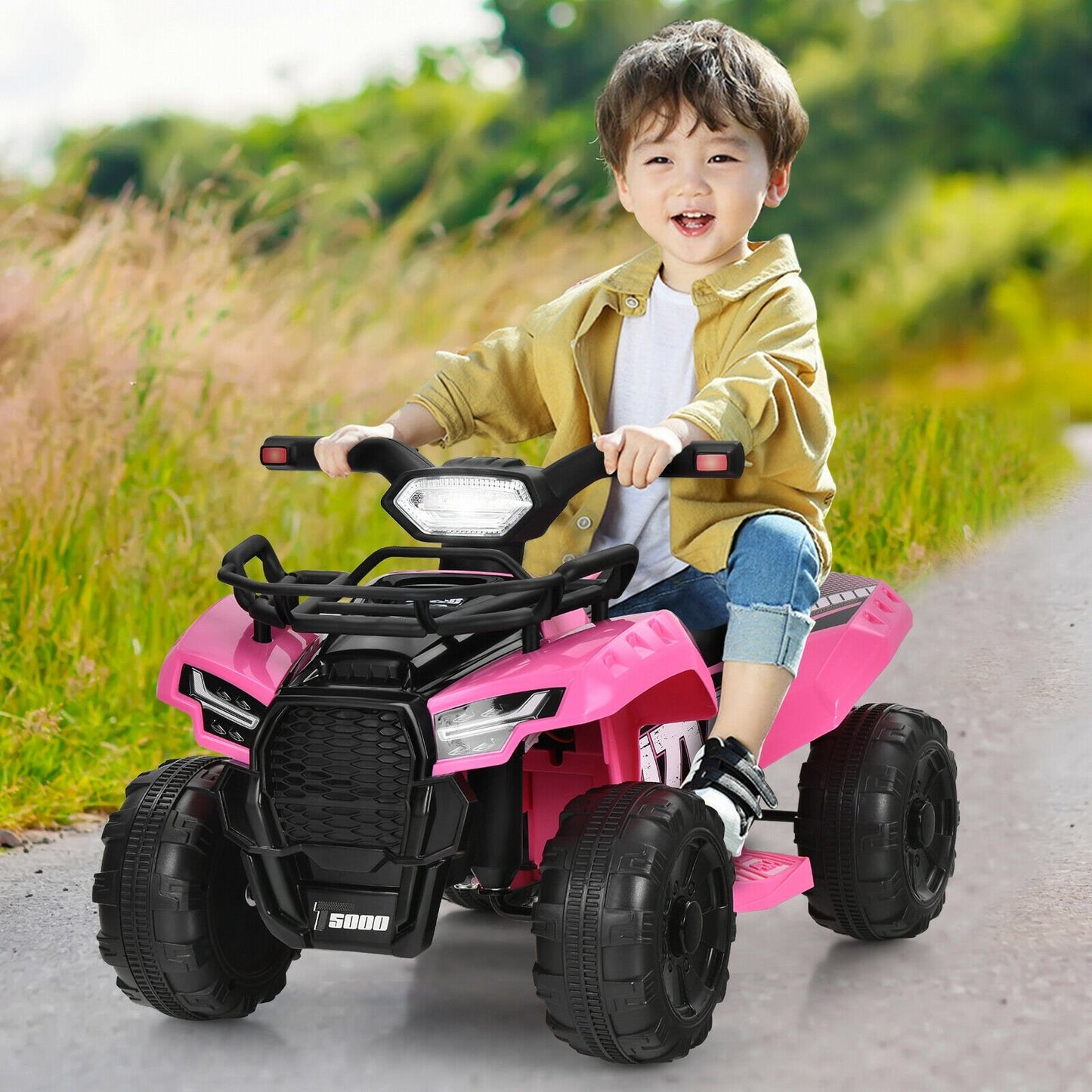6V Kids ATV Quad Electric Ride On Car with LED Light and MP3-Solid Black