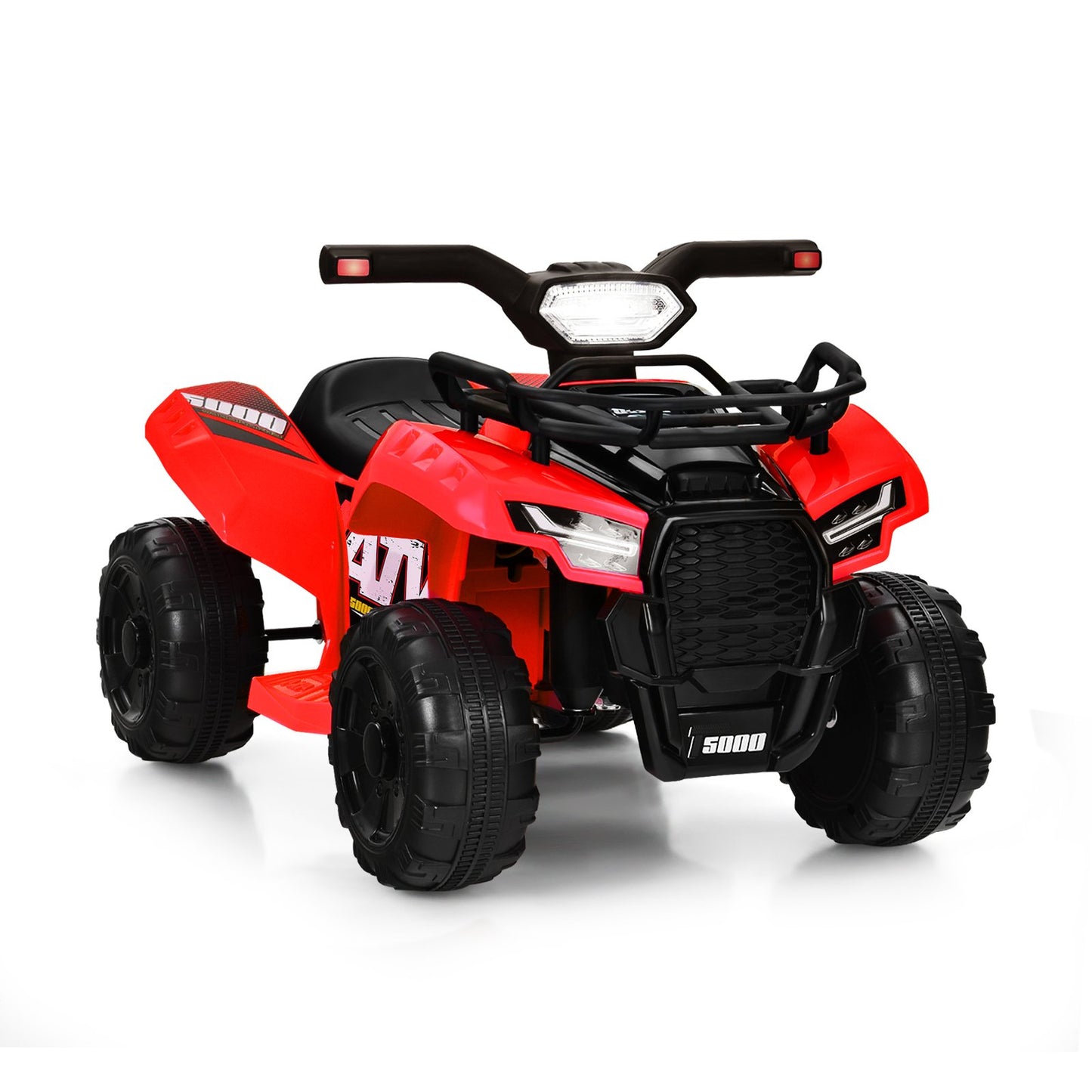 6V Kids ATV Quad Electric Ride On Car with LED Light and MP3-Solid Black