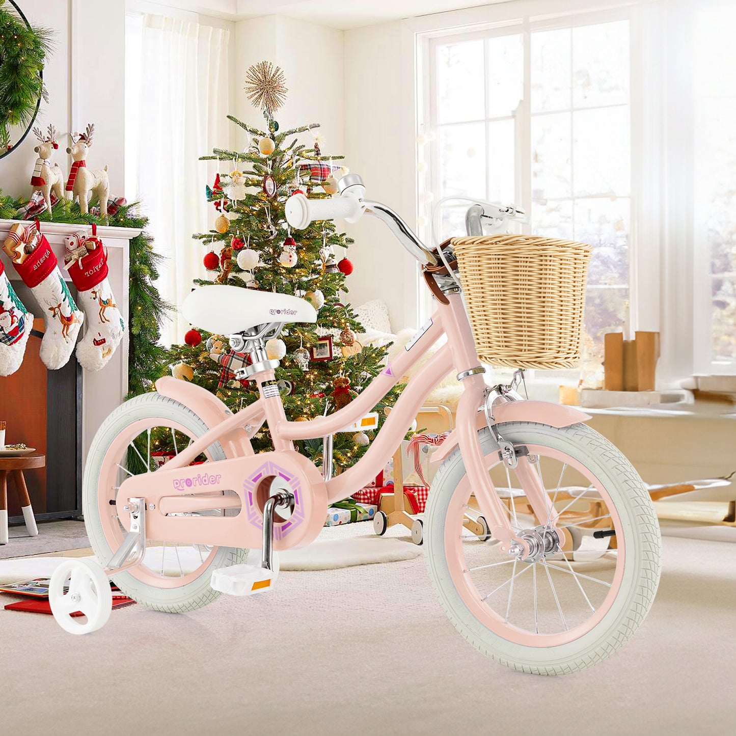 14-Inch Kids Bike with Training Wheels and Adjustable Handlebar Seat-Blue