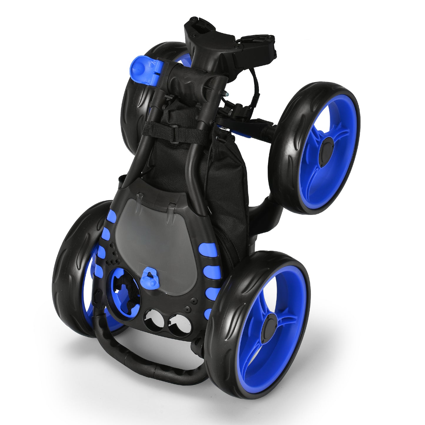 Lightweight Foldable Collapsible 4 Wheels Golf Push Cart-Blue