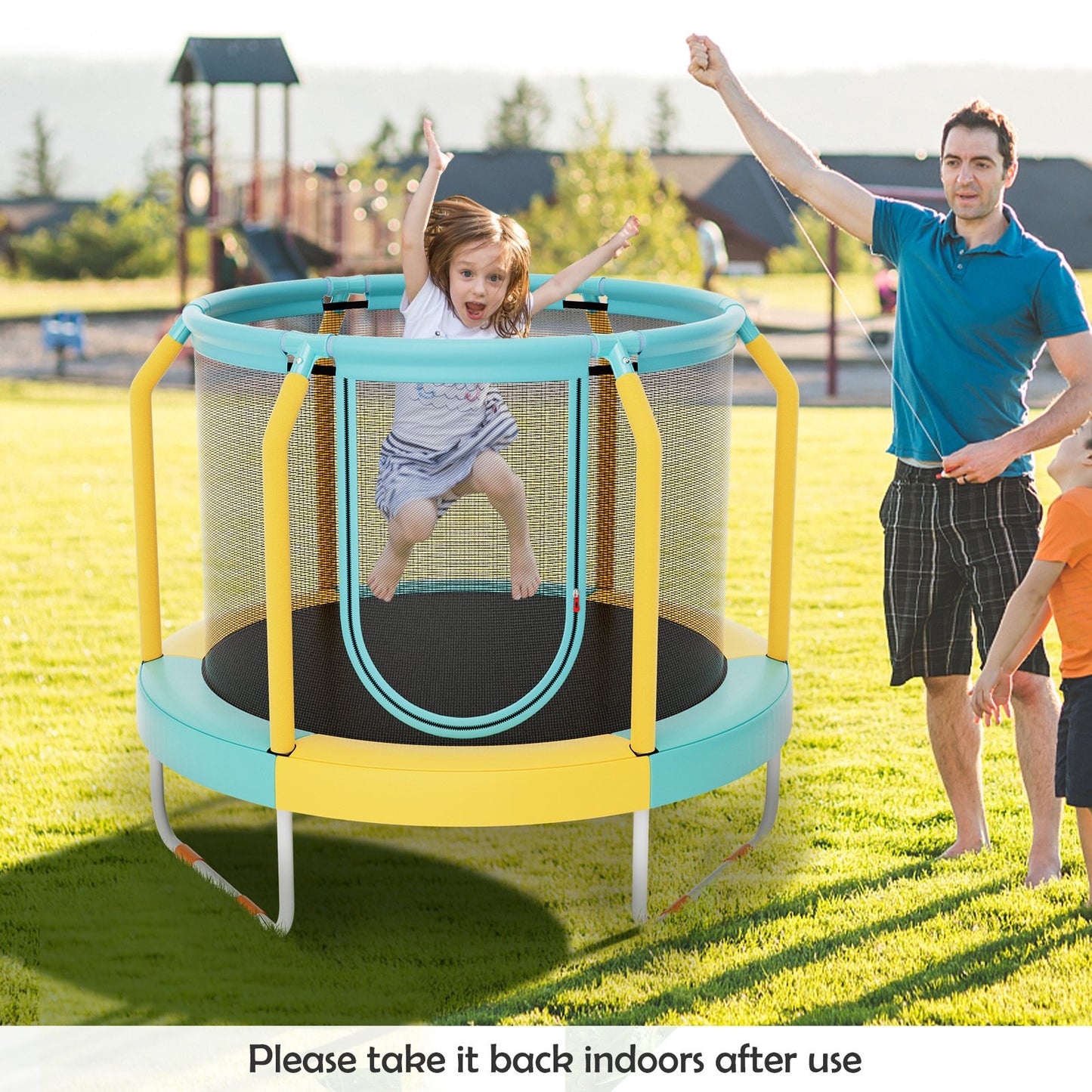 Mini Trampoline with Enclosure and Heavy-duty Metal Frame-Orange