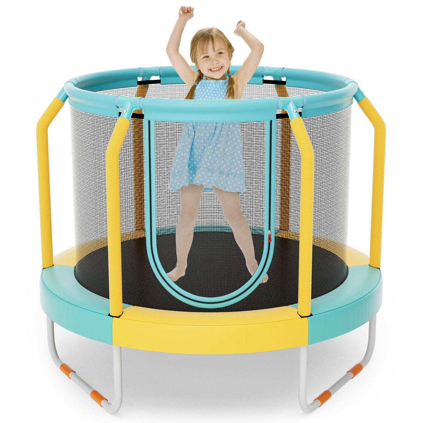 Mini Trampoline with Enclosure and Heavy-duty Metal Frame-Orange