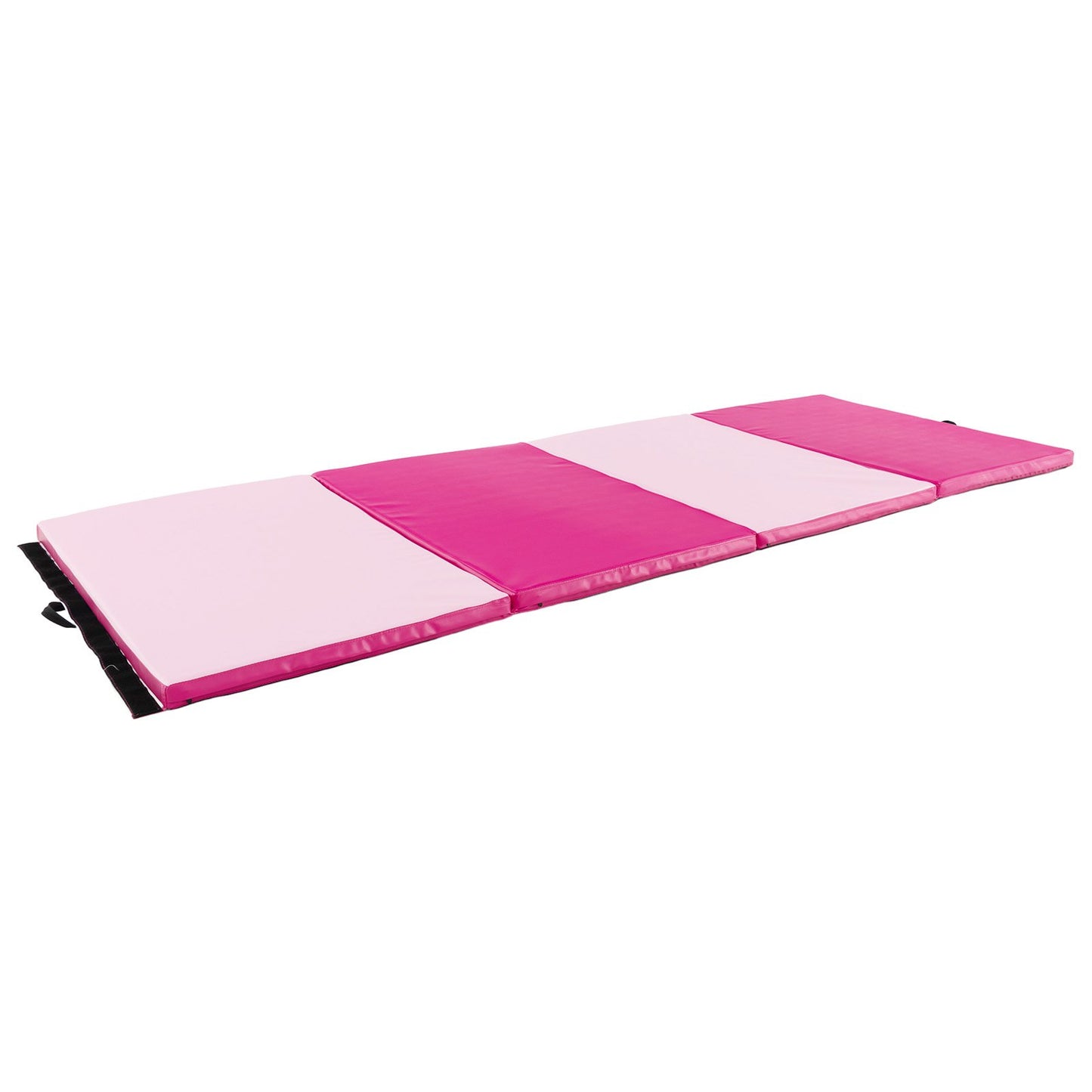 4-Panel PU Leather Folding Exercise Mat with Carrying Handles-Black