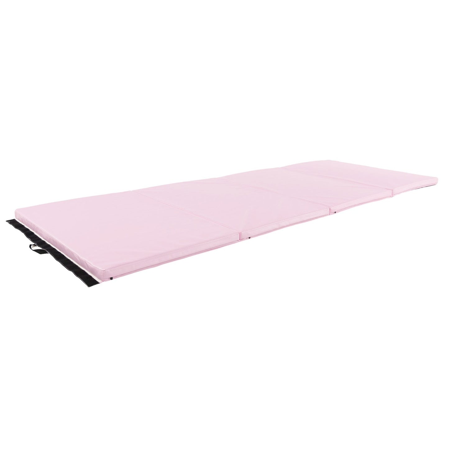 4-Panel PU Leather Folding Exercise Mat with Carrying Handles-Black