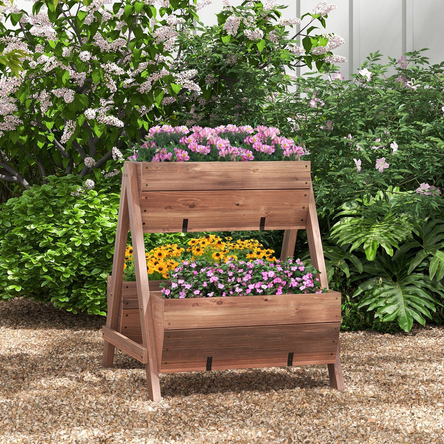 Vertical Raised Garden bed with 3 Wooden Planter Boxes-L