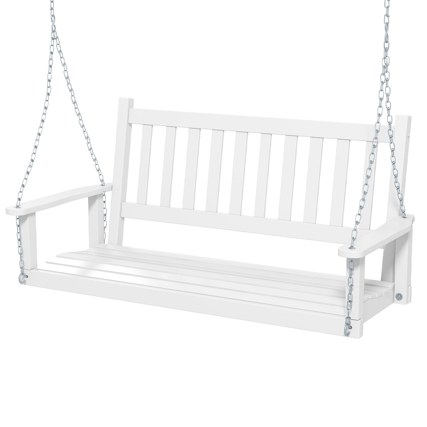 2-Person Wooden Outdoor Porch Swing with 500 lbs Weight Capacity-Brown