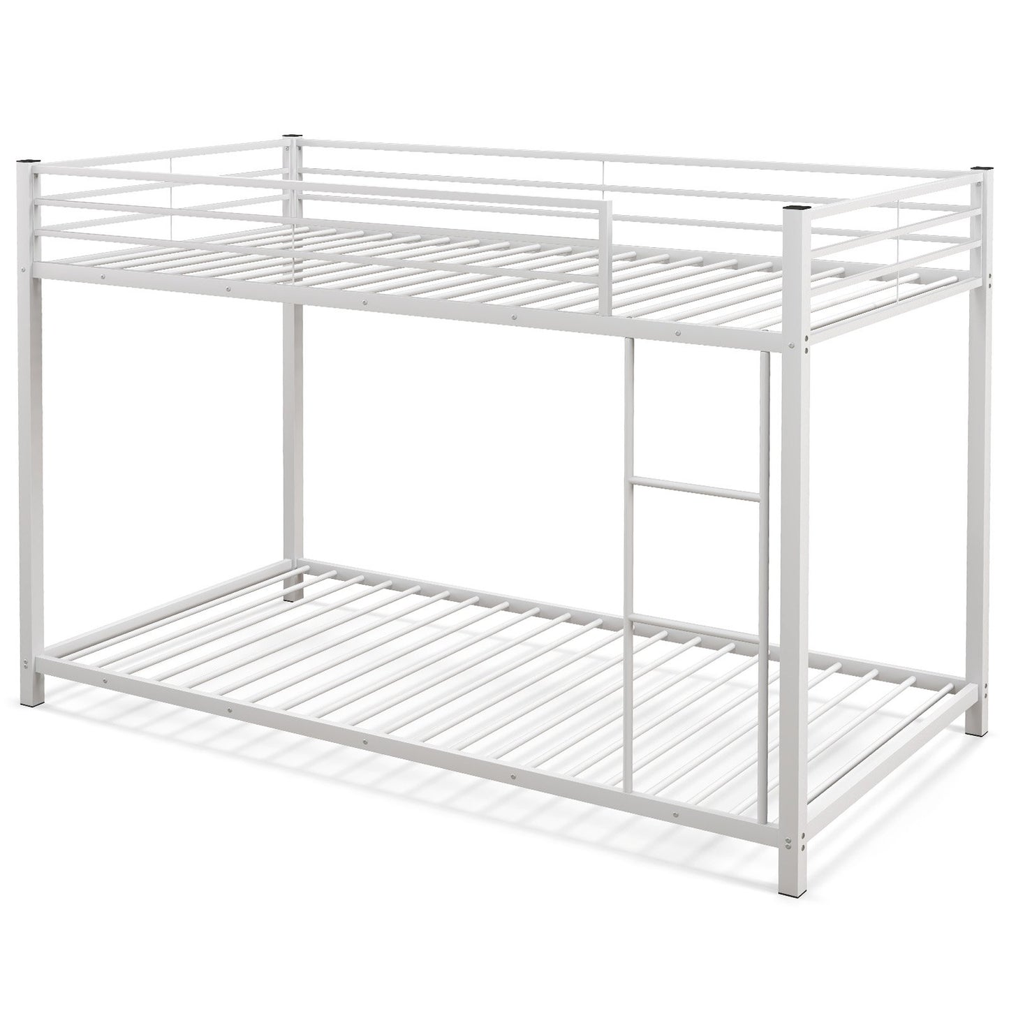Low Profile Twin Over Twin Metal Bunk Bed with Full-length Guardrails-Black