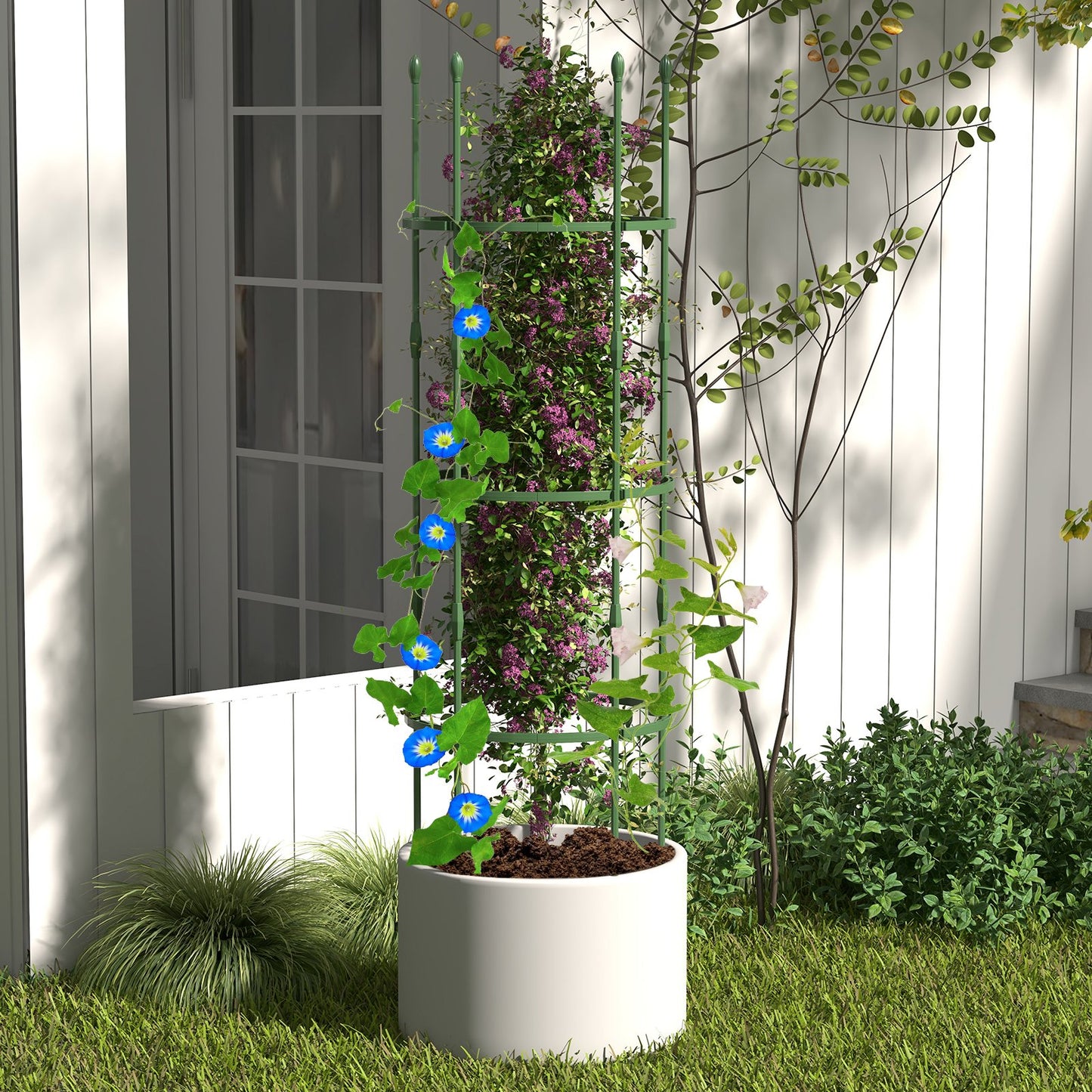 3-Pack Garden Trellis 60 Inch Tall Plant Support Stands with Clips and Ties-S