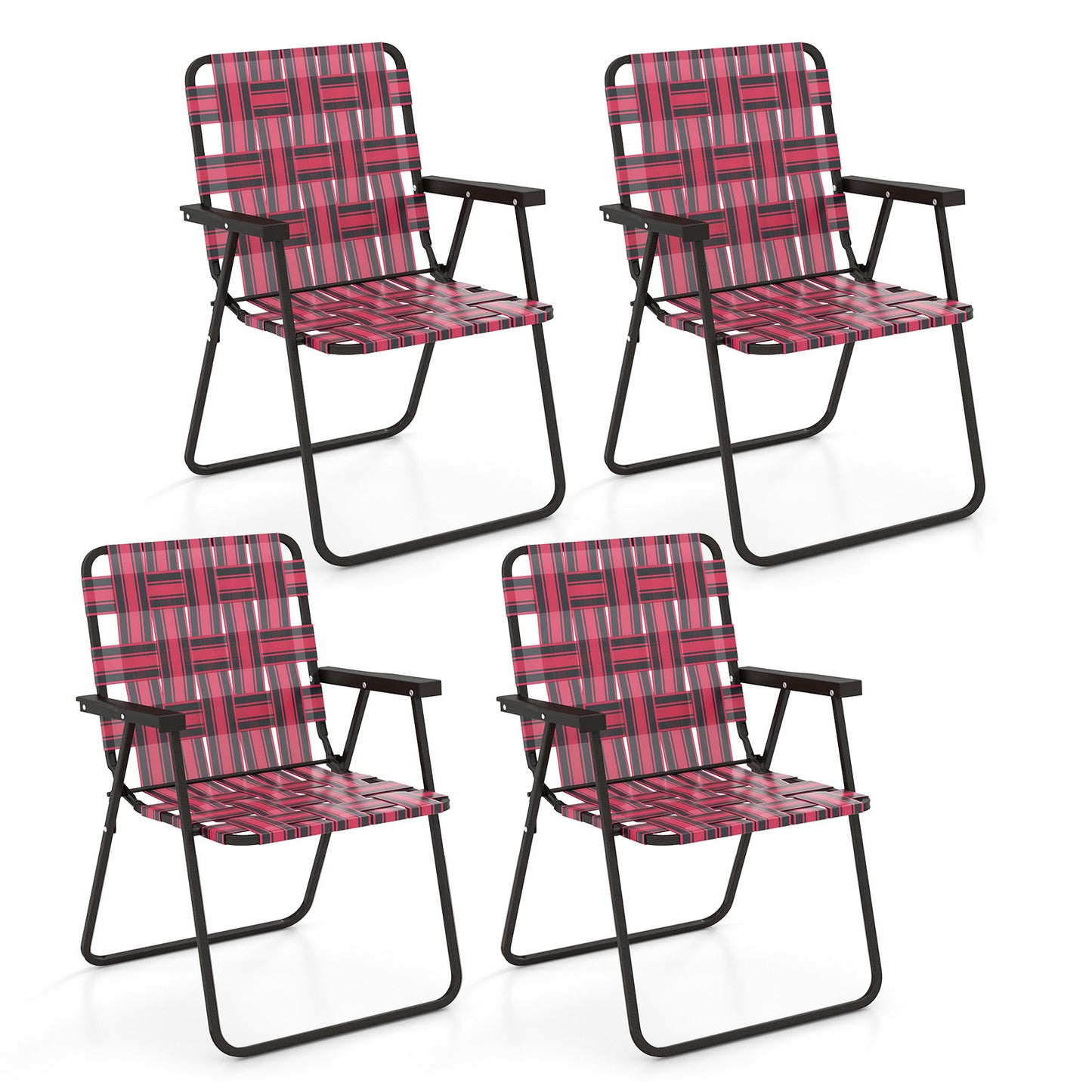 4 Pieces Folding Beach Chair Camping Lawn Webbing Chair-Blue