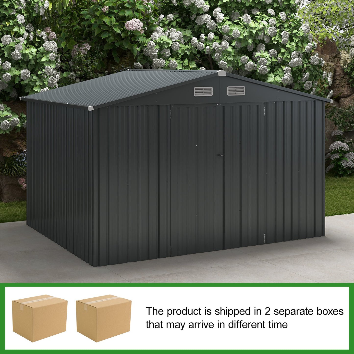 6 x 4/10 x 8 Feet Outdoor Galvanized Steel Storage Shed without Floor Base-6 x 4 ft