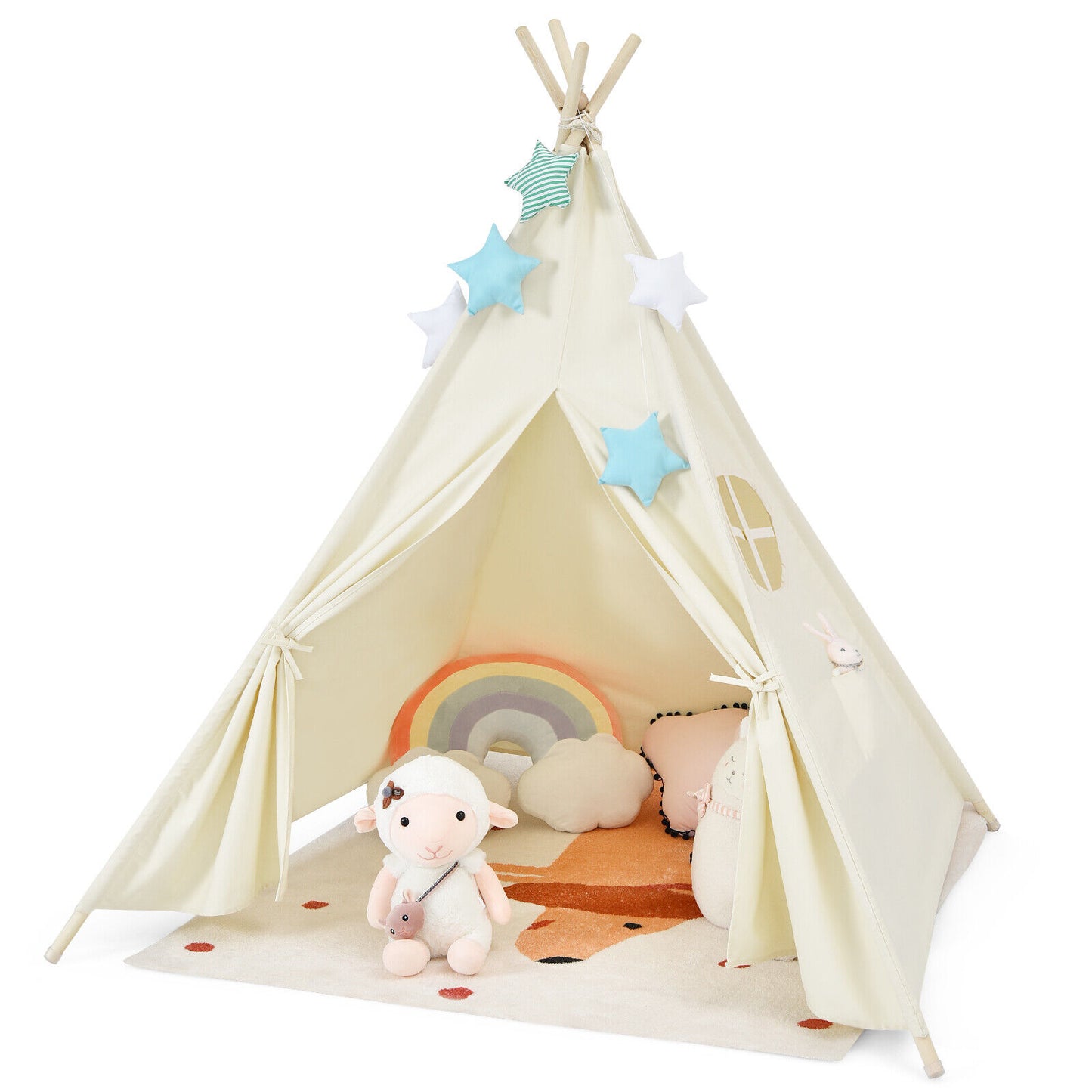 Kids Canvas Teepee Play Tent Foldable