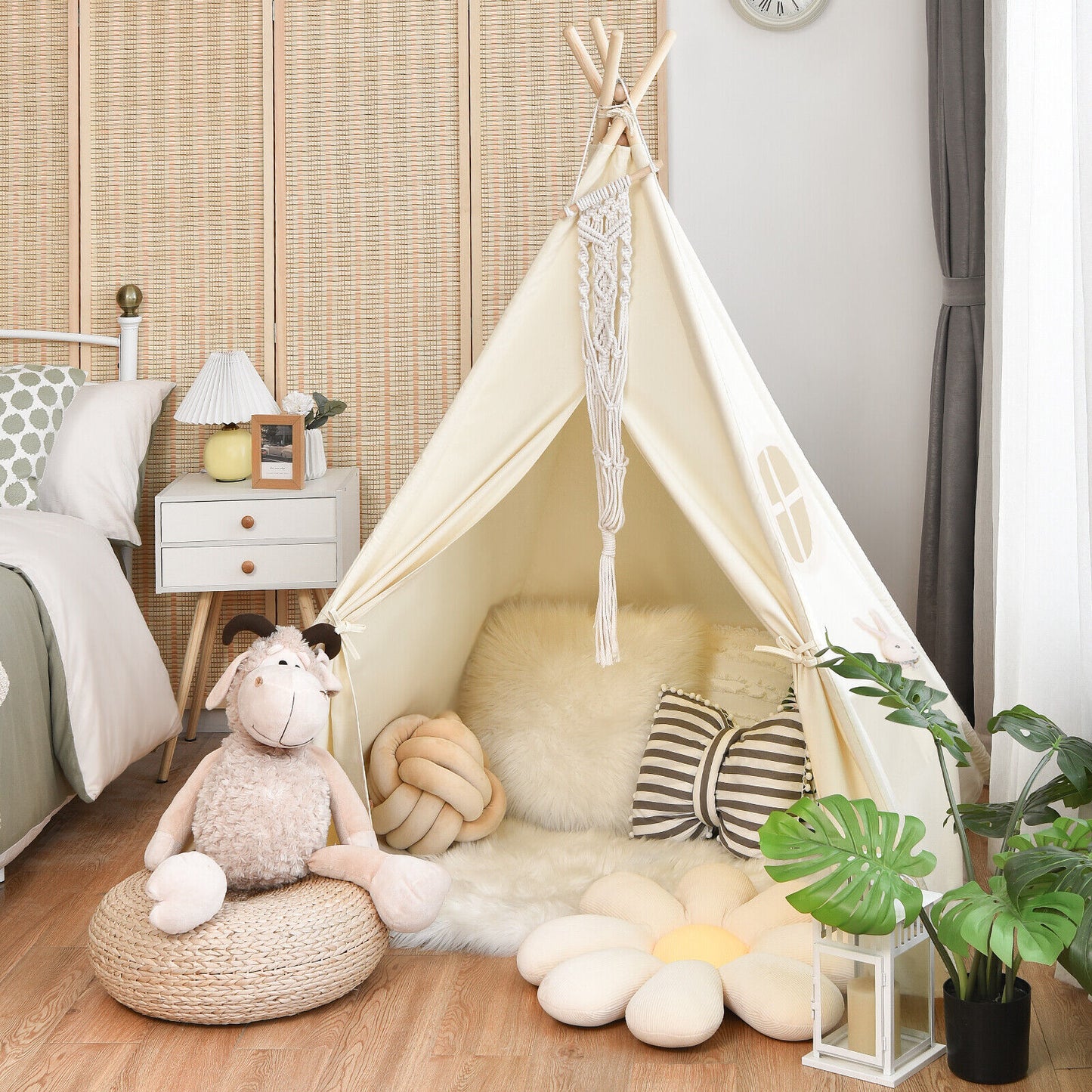 Kids Canvas Teepee Play Tent Foldable