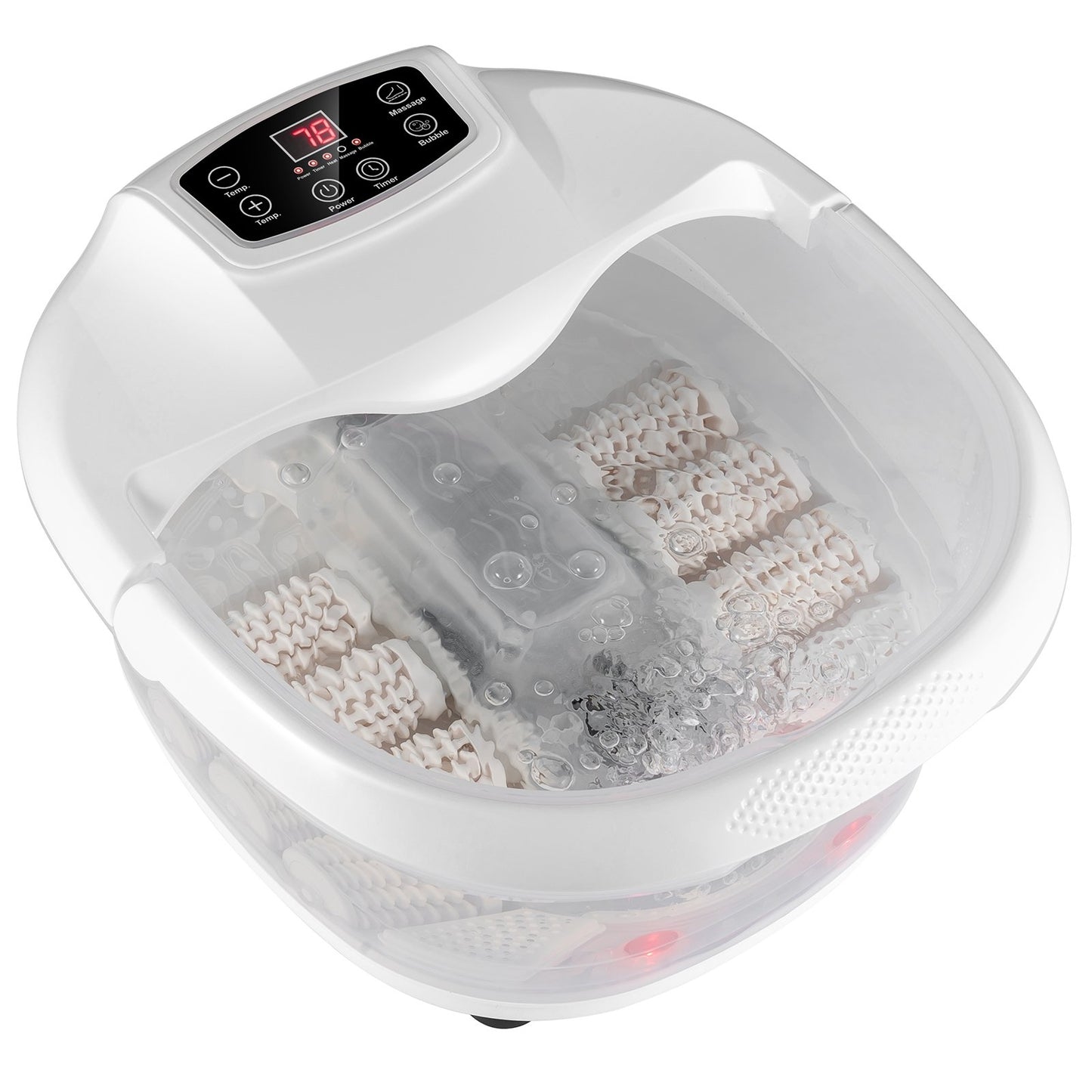 Foot Spa Tub with Bubbles and Electric Massage Rollers for Home Use-Blue