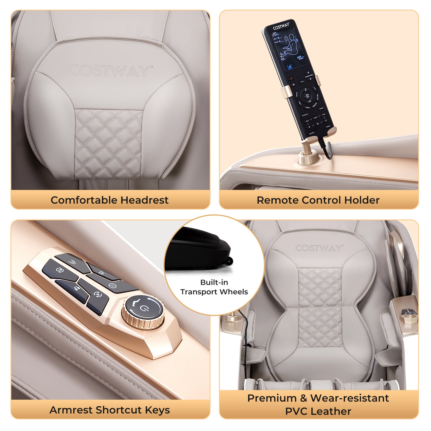 Relaxation 29-Full Body Massage Chair with Waist Heating & Airbag Massage-White