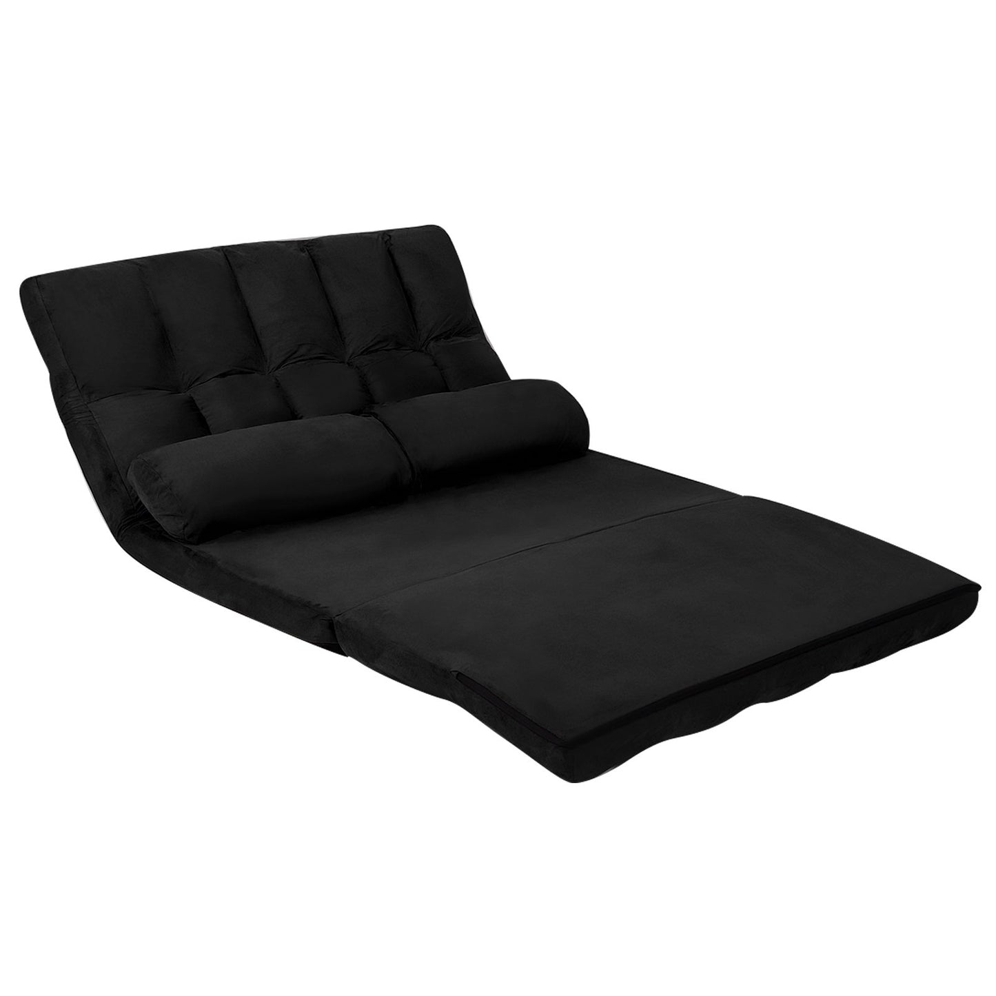 Foldable Floor 6-Position Adjustable Lounge Couch-Beige
