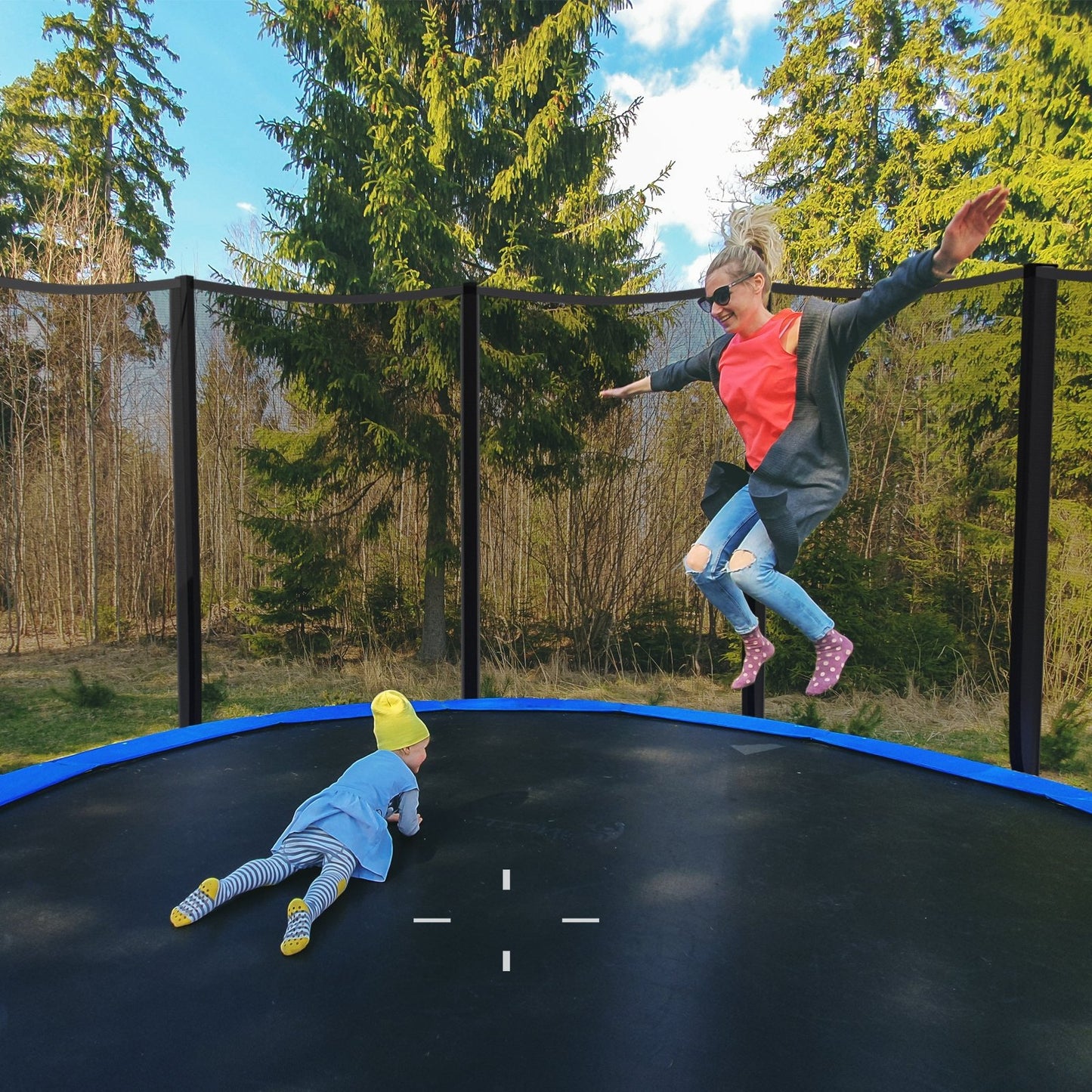 8/10/12/14/15/16 Feet Outdoor Trampoline Bounce Combo with Safety Closure Net Ladder-16 ft