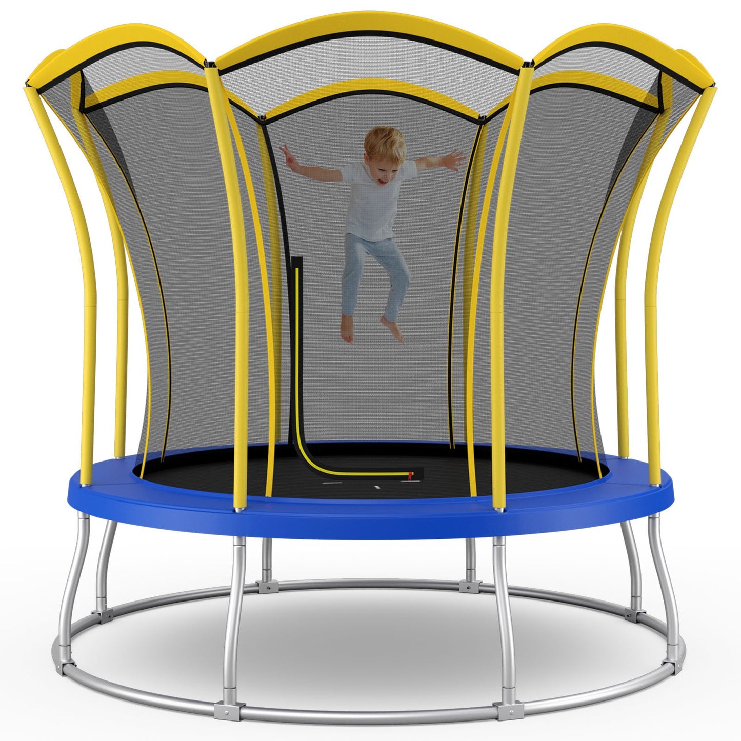 8 Feet Outdoor Unique Flower Shape Trampoline with Enclosure Net-Orange