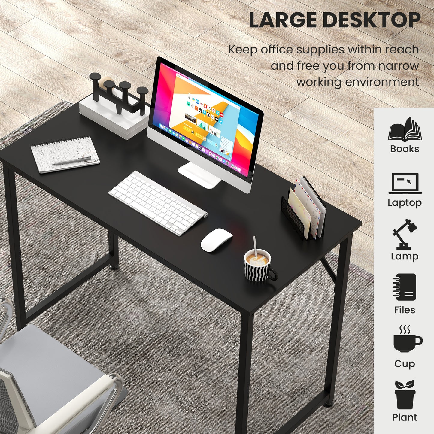 L Shaped Computer Desk and Writing Workstation for Home and Office-Black