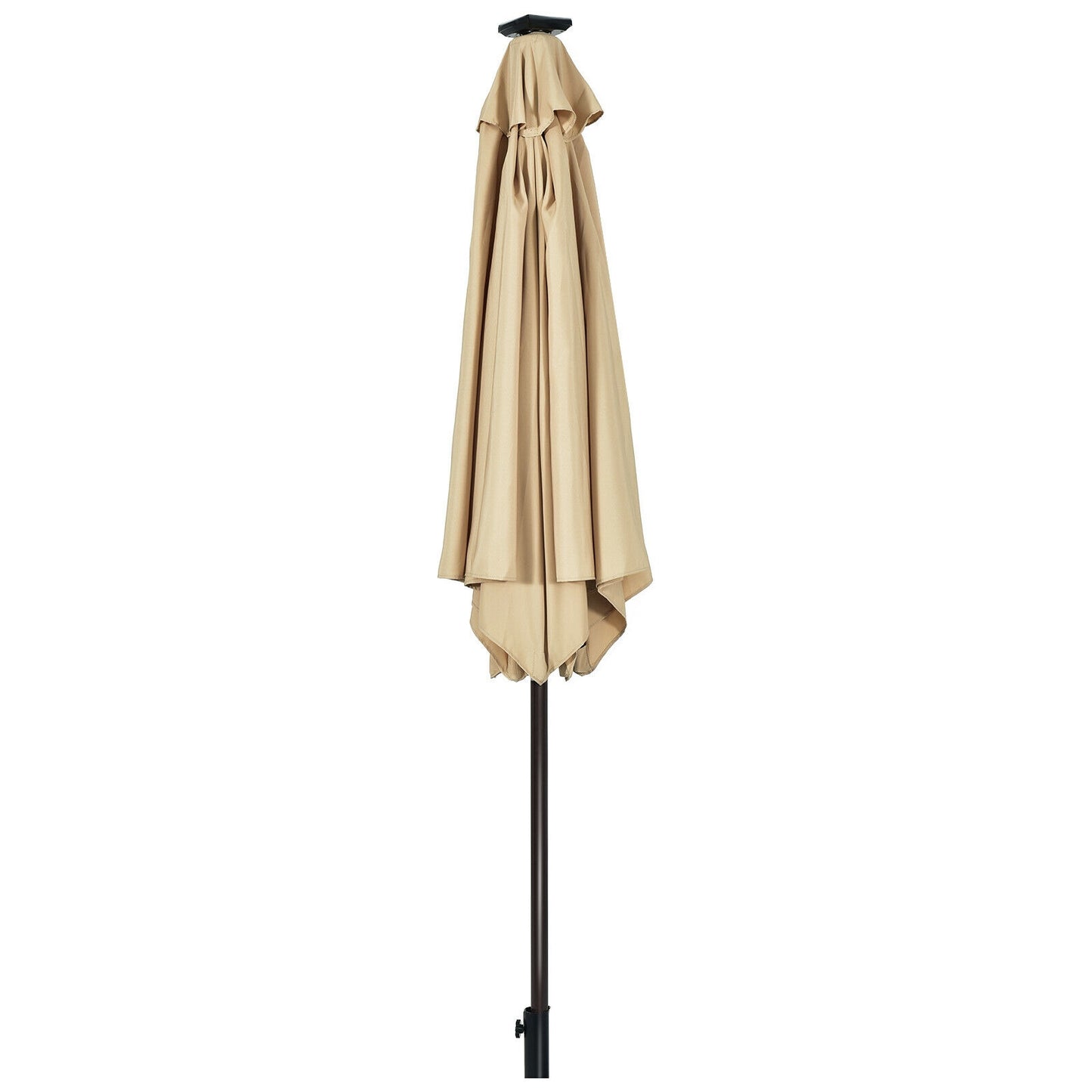 9' Solar LED Lighted Patio Market Umbrella Tilt Adjustment Crank Lift -Beige