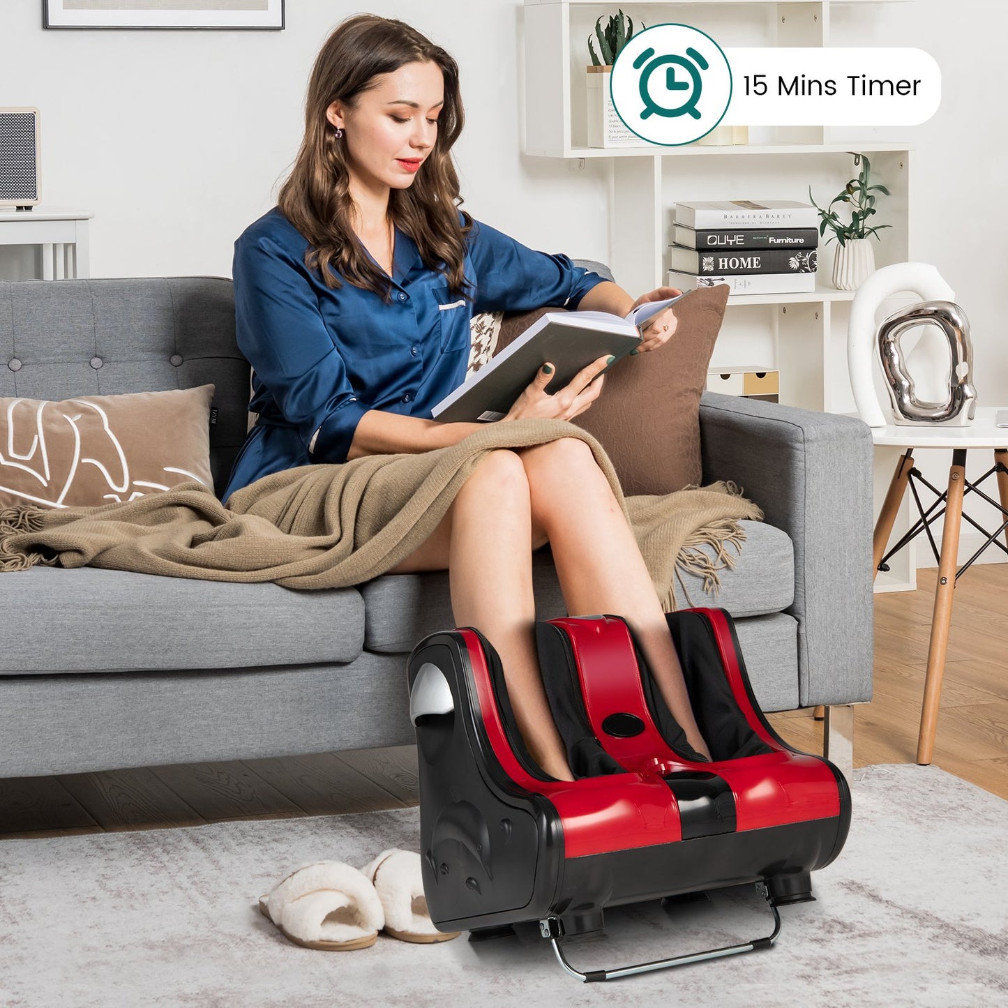 Foot and Calf Massager with Heat Vibration Deep Kneading and Shiatsu-Black