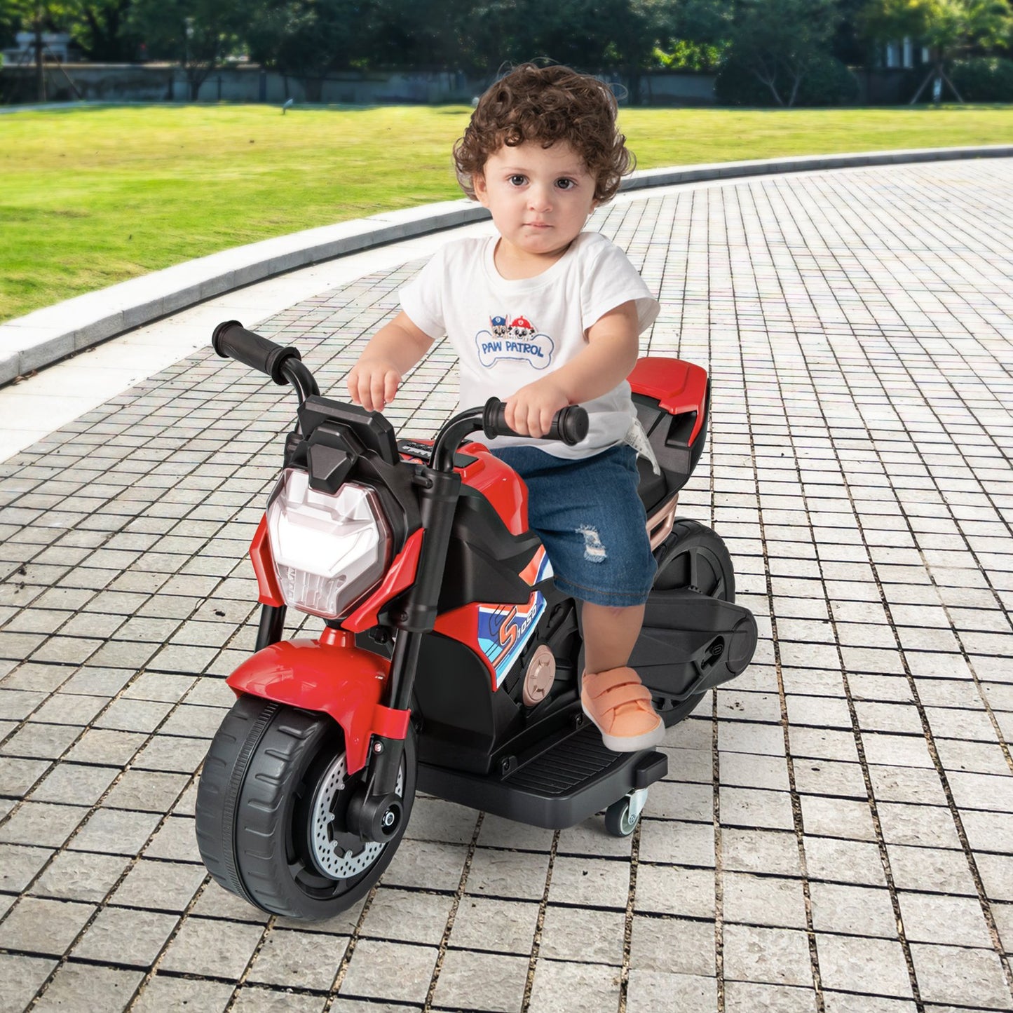 Kids Ride-on Motorcycle 6V Battery Powered Motorbike with Detachable Training Wheels-Blue
