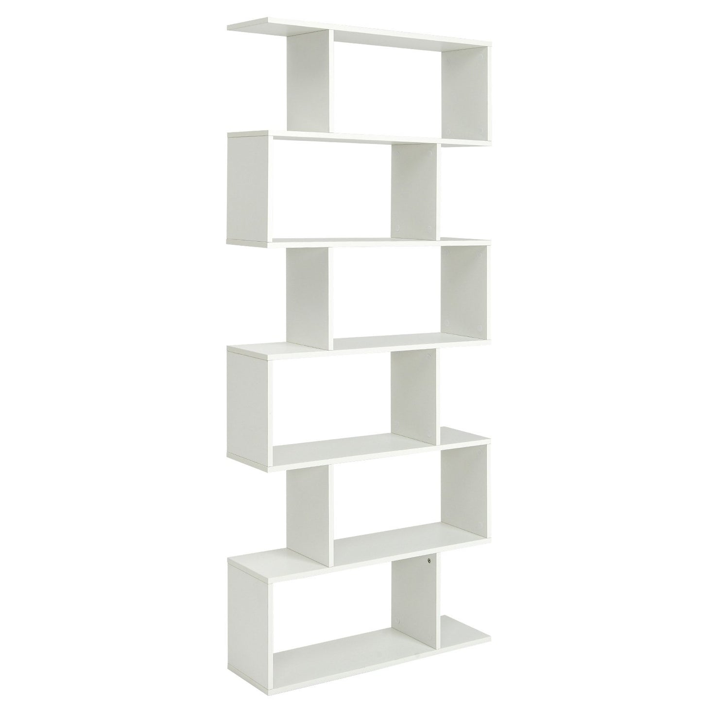 6 Tier S-Shaped Bookshelf Storage Display Bookcase Decor Z-Shelf-Black